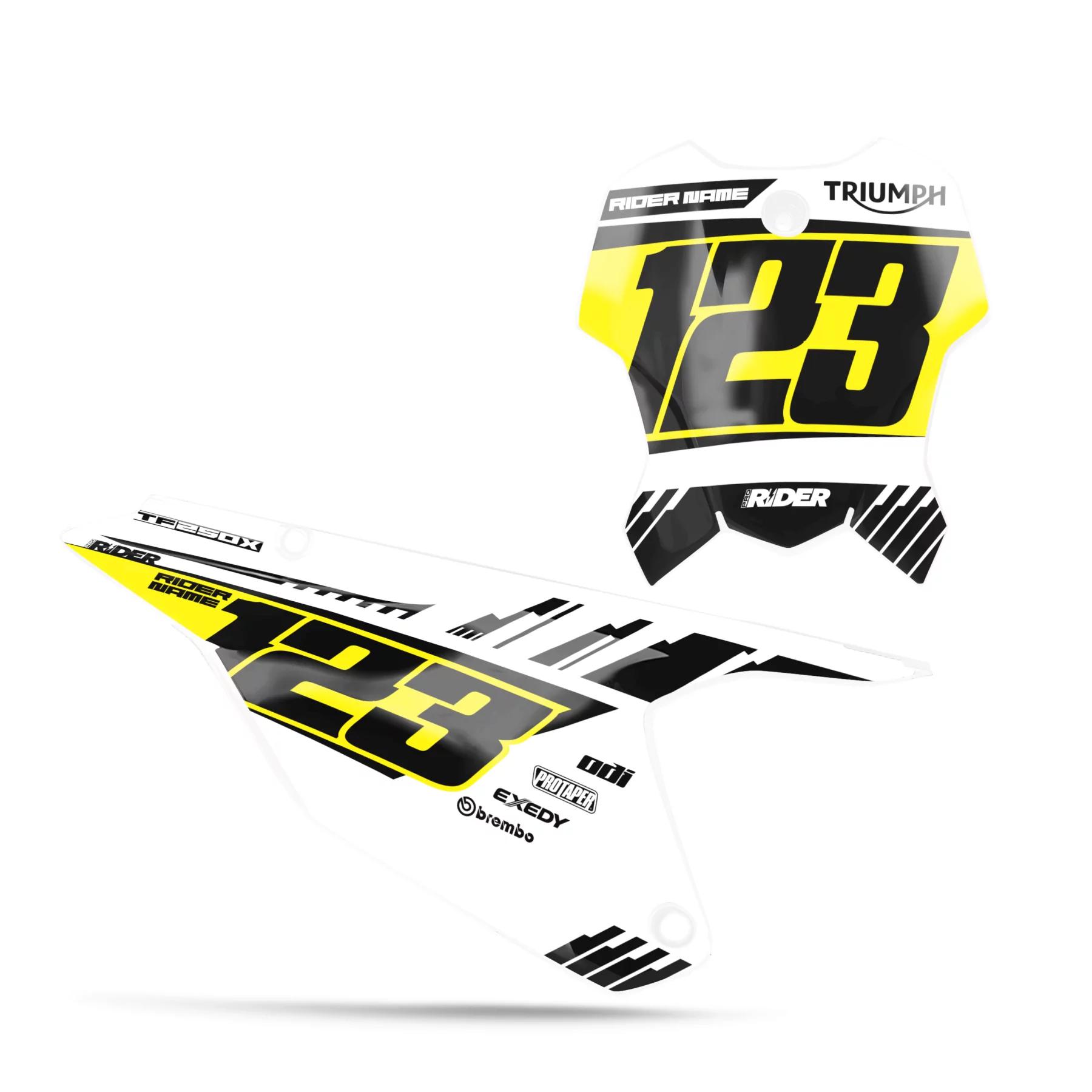 TRIUMPH NUMBER PLATE BACKGROUND GRAPHICS Maxan Black White