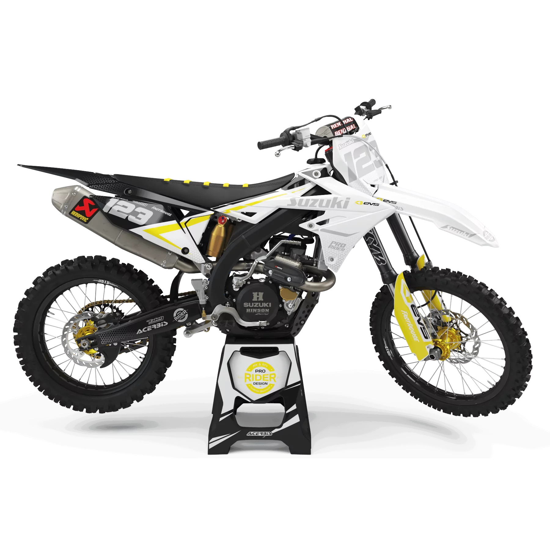 Kit adesivos moto KIT ADESIVOS Motocross PERSO SUZUKI EVS BLACK AND WHITE