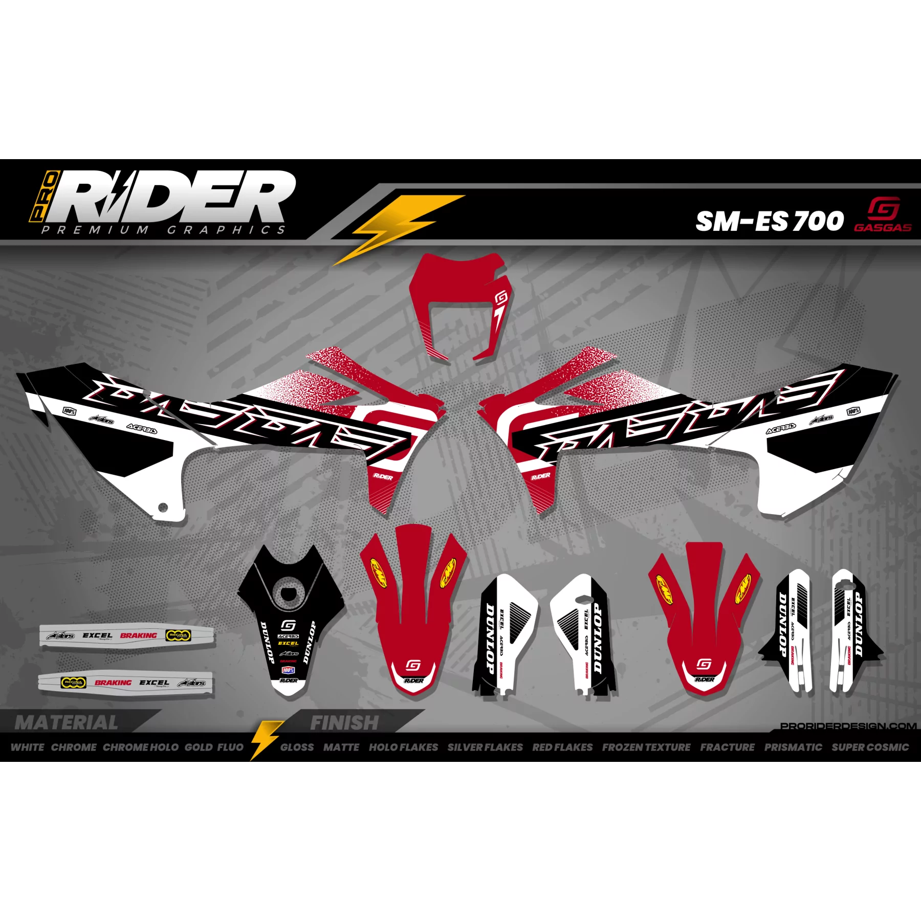 Kit adesivos 700 GasGas | Fantasma vermelho e branco