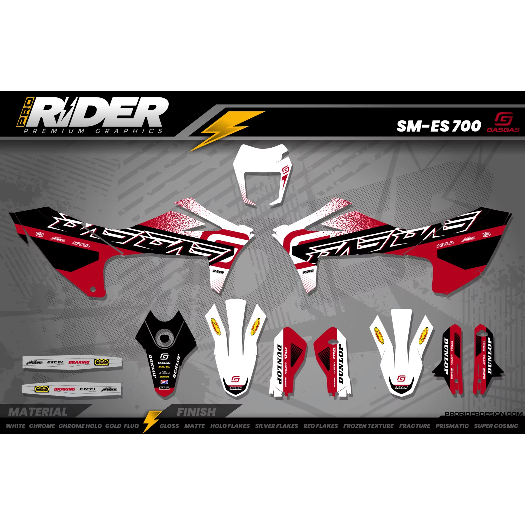 Stickerset 700 GasGas | Phantom wit rood