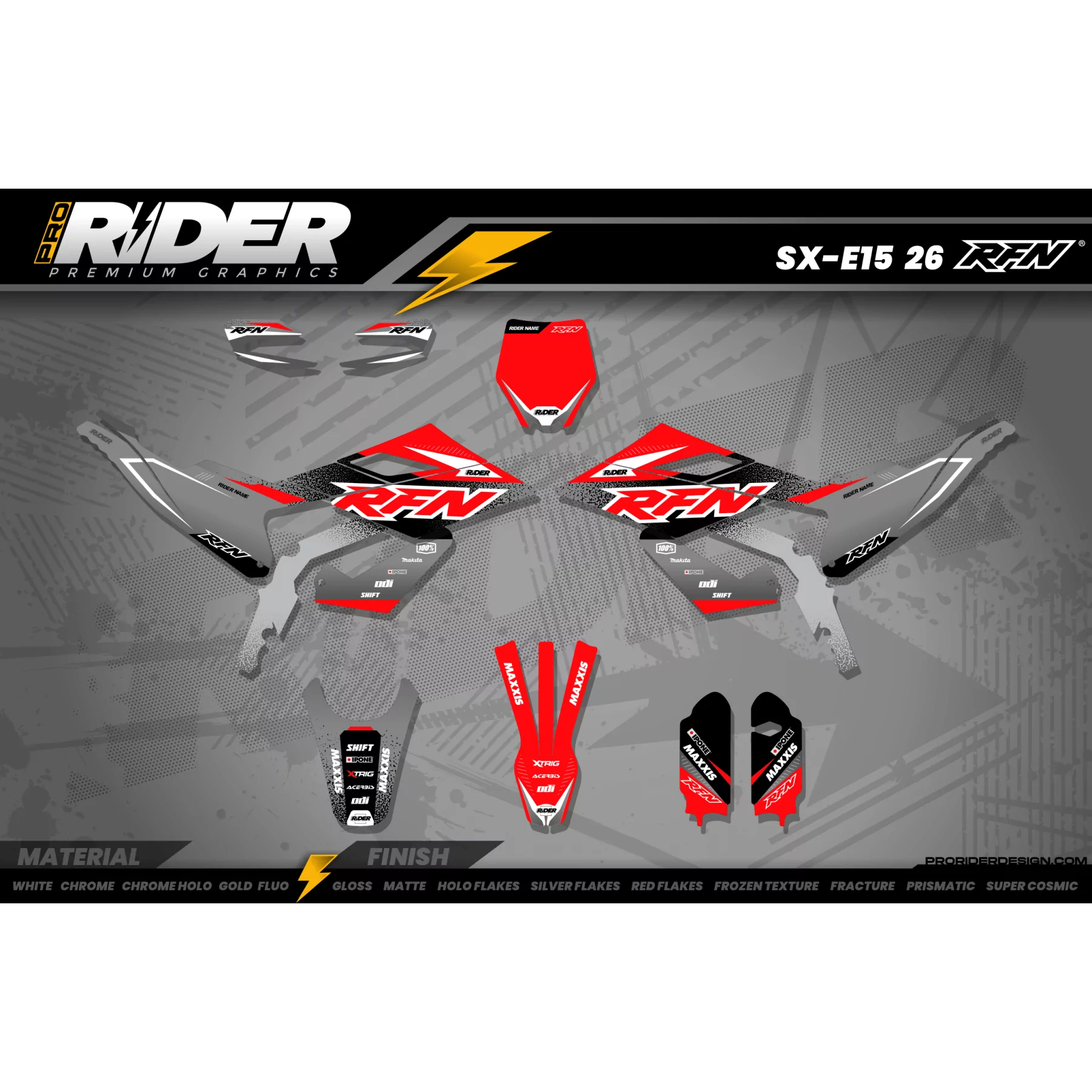 Kit adhesivos RFN Obsidiana gris | ProRiderDesign