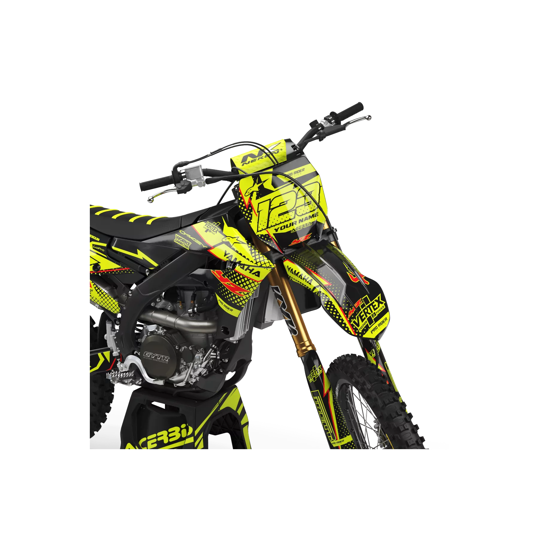 Kit adhesivos moto Kit adhesivos Motocross FLUO PERSO YAMAHA VERTEX