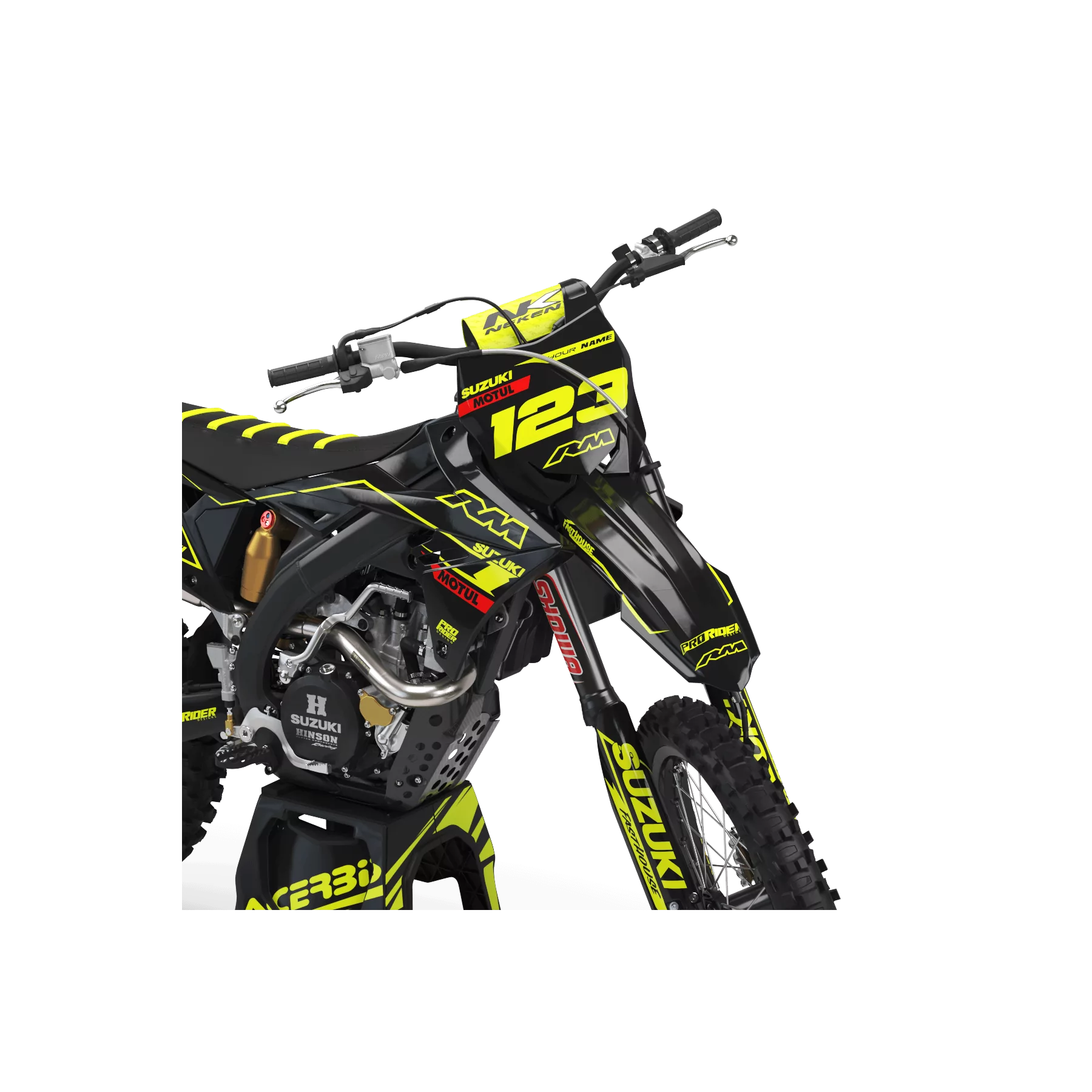 Stickerset moto Stickerset Motocross FLUO PERSO SUZUKI MOTUL