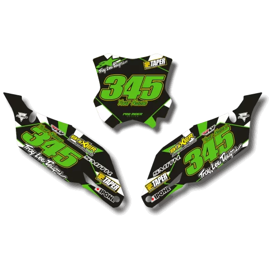 STICKERSET motor Stickerset NUMMERBORDACHTERGRONDEN KAWASAKI RATKYNE