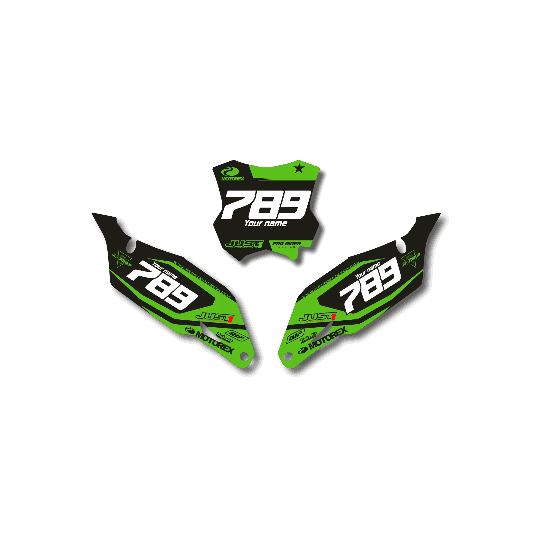 STICKERSET motor Stickerset NUMMERBORDACHTERGRONDEN KAWASAKI ARCIVOLT