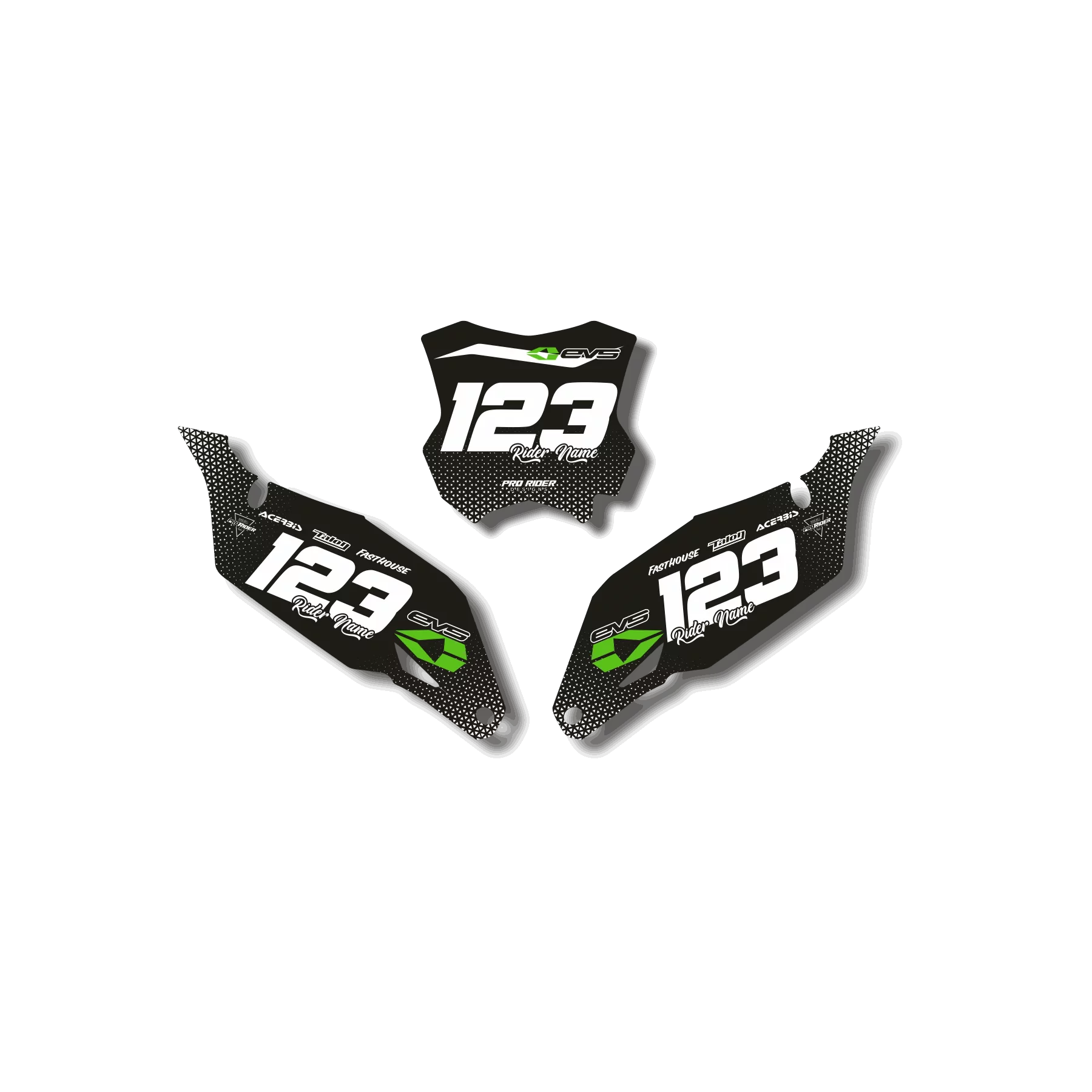 STICKERSET motor Stickerset NUMMERBORDACHTERGRONDEN KAWASAKI SUPPLAR