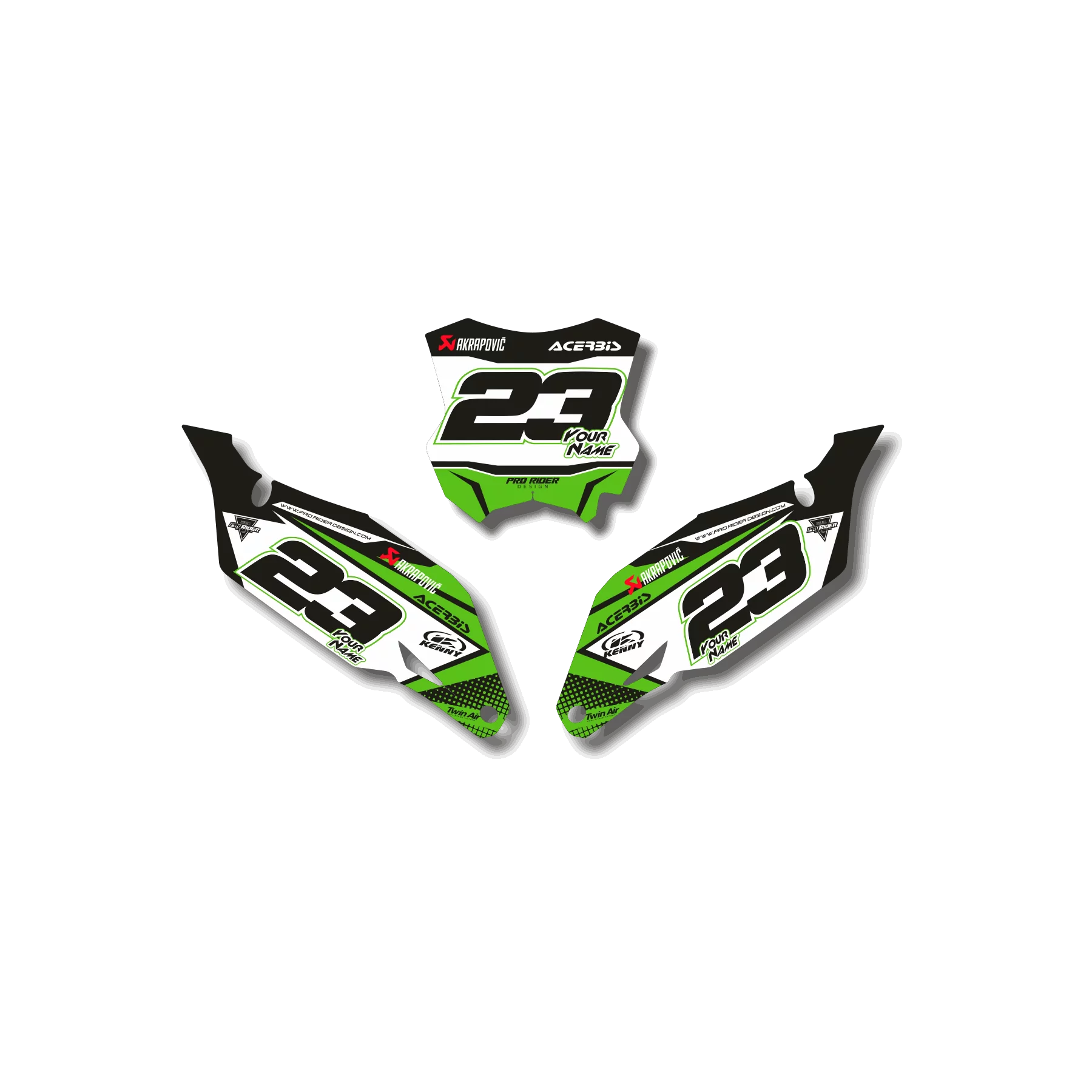 STICKERSET motor Stickerset NUMMERBORDACHTERGRONDEN KAWASAKI MOTOMILL