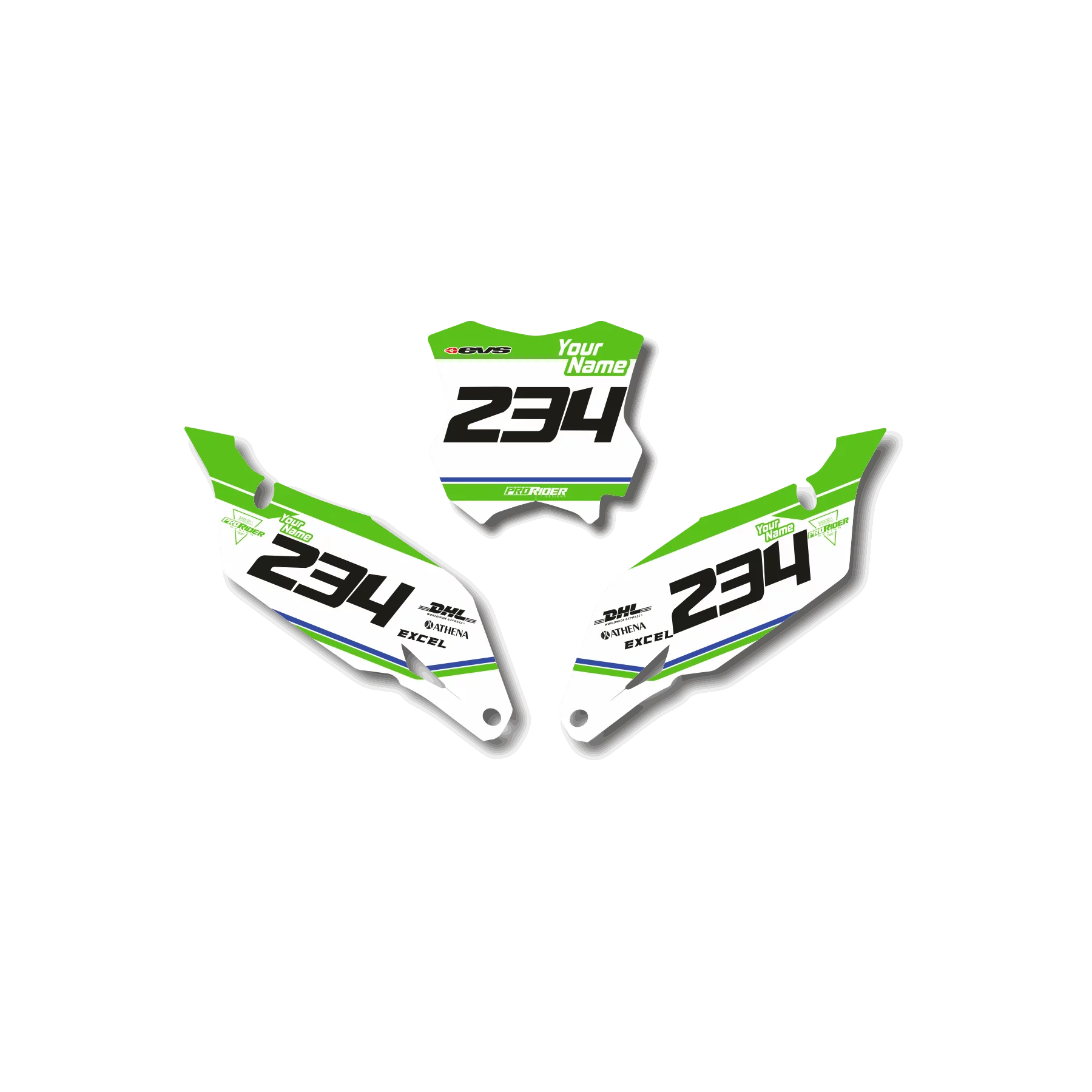 STICKERSET motor Stickerset NUMMERBORDACHTERGRONDEN KAWASAKI LUTTIIR