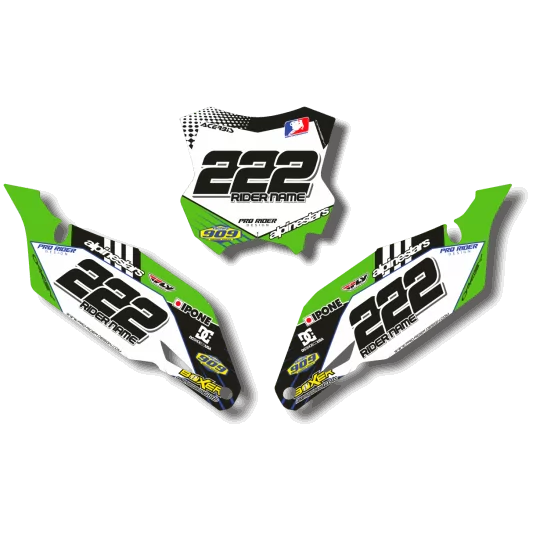 STICKERSET motor Stickerset NUMMERBORDACHTERGRONDEN KAWASAKI KADBURY