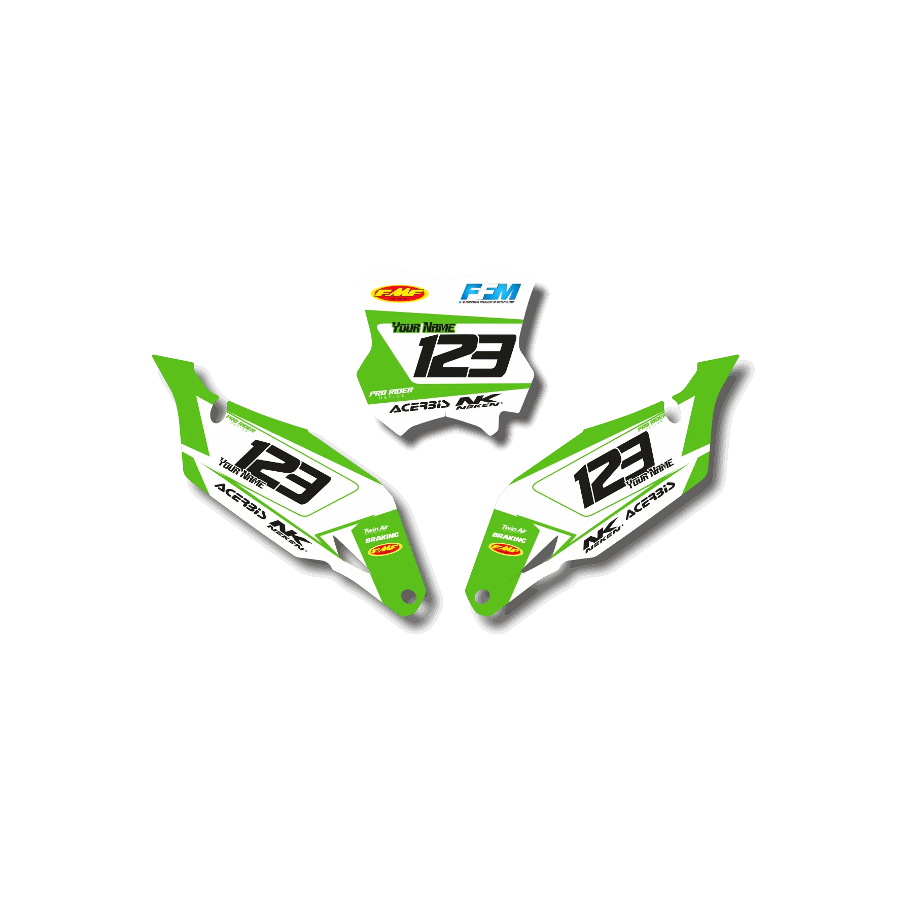 DEKOR Motorrad Dekor NUMMERNSCHILDHINTERGRÜNDE KAWASAKI SKLEROTIC