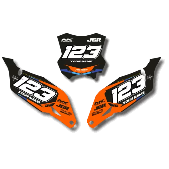 Motorstickerset STICKERSET ACHTERGRONDEN NUMMERPLATEN KTM FRIKTIONS