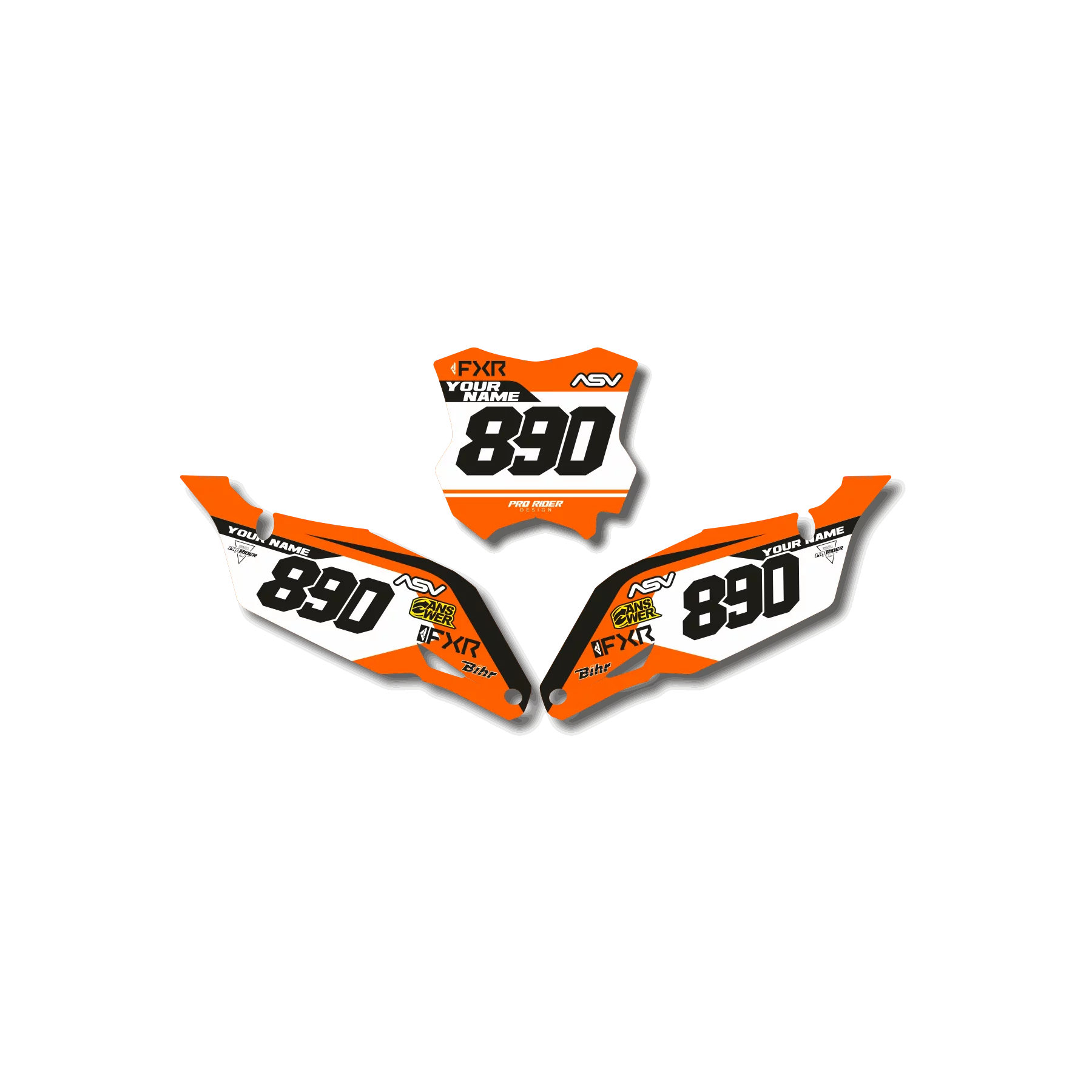 Motorrad-Dekorkit DEKOR NUMMERNSCHILDUNTERLAGEN KTM CHAYNING