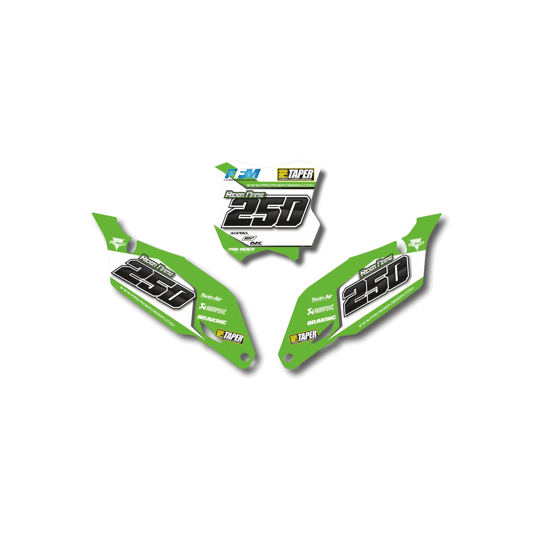 Stickerset moto STICKERSET FONDS DE PLAQUES KAWASAKI BARETI