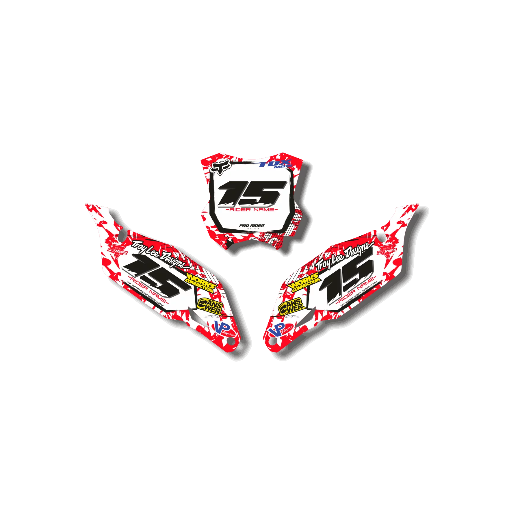 STICKERSET moto Stickerset NUMMERBORD ACHTERGRONDEN GASGAS REDDENA