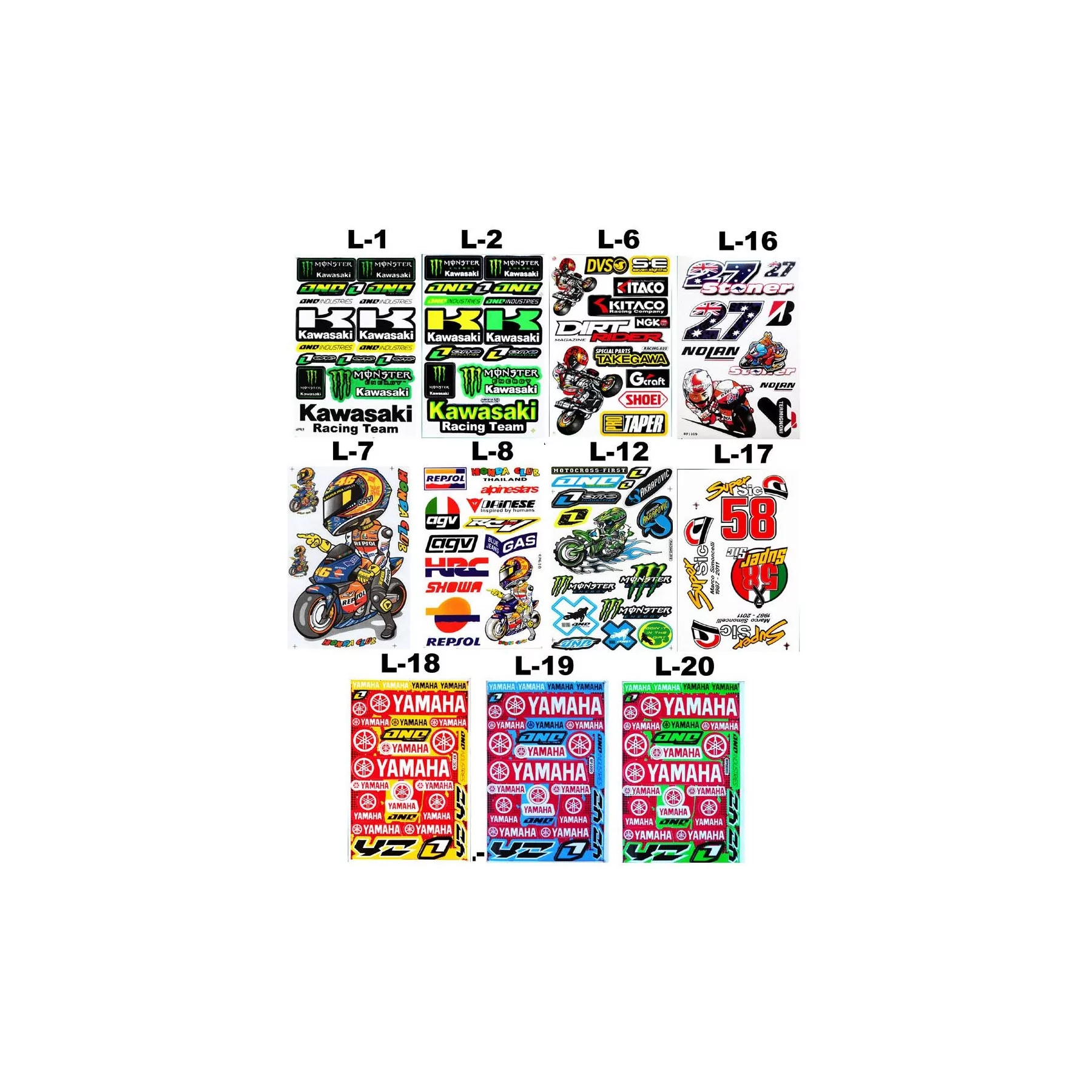 Kit adhesivos moto Tabla de stickers