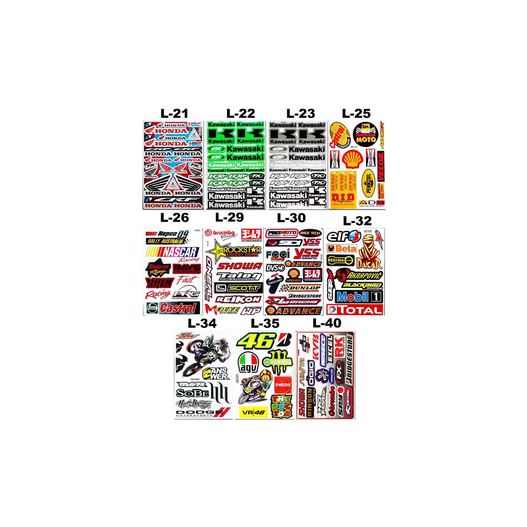 Kit adhesivos moto Tabla de stickers