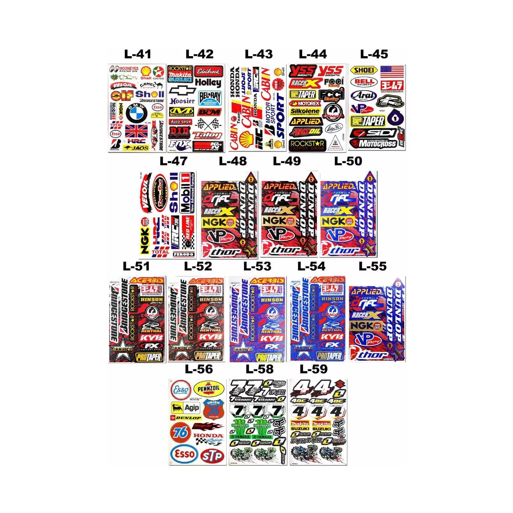 Kit adhesivos moto Tabla de pegatinas