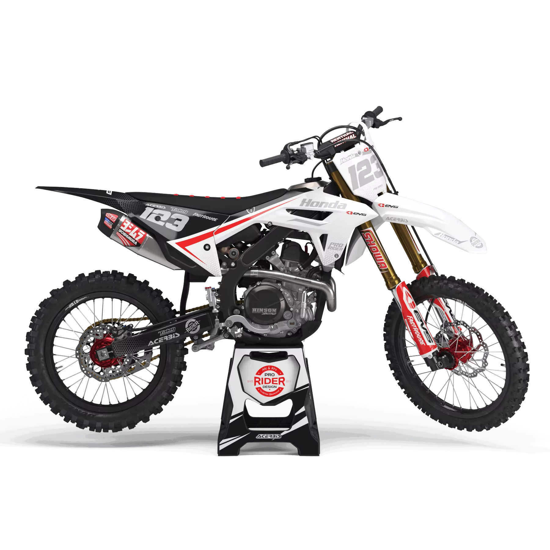 Kit adesivos moto KIT ADESIVOS Motocross HONDA EVS black and white