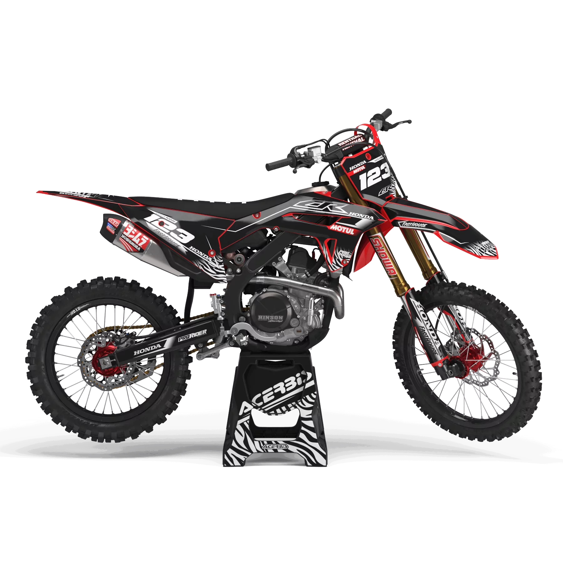 GRAPHICS kit moto Graphics Motocross HONDA MOTUL BLACK/WHITE