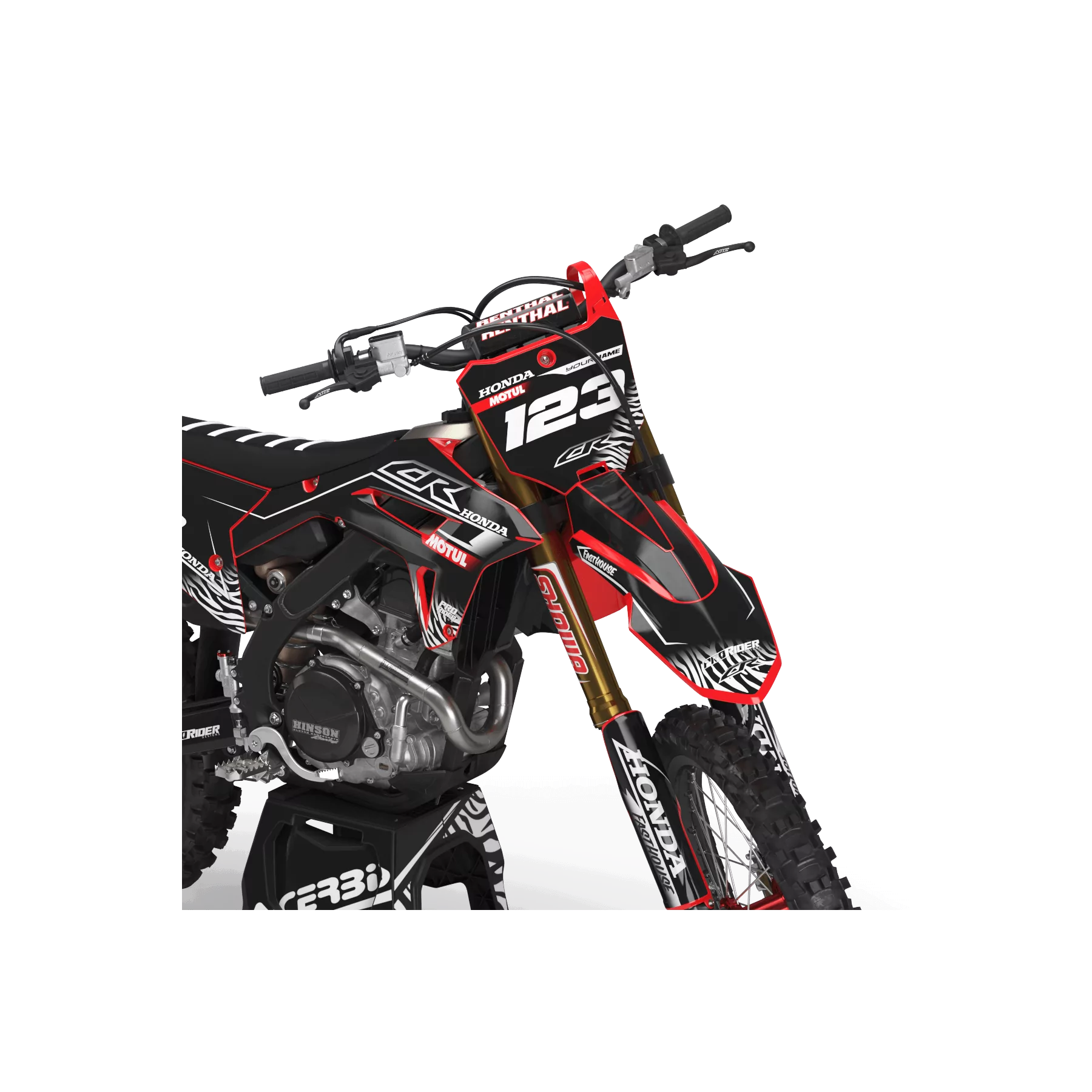 GRAPHICS kit moto Graphics Motocross HONDA MOTUL BLACK/WHITE