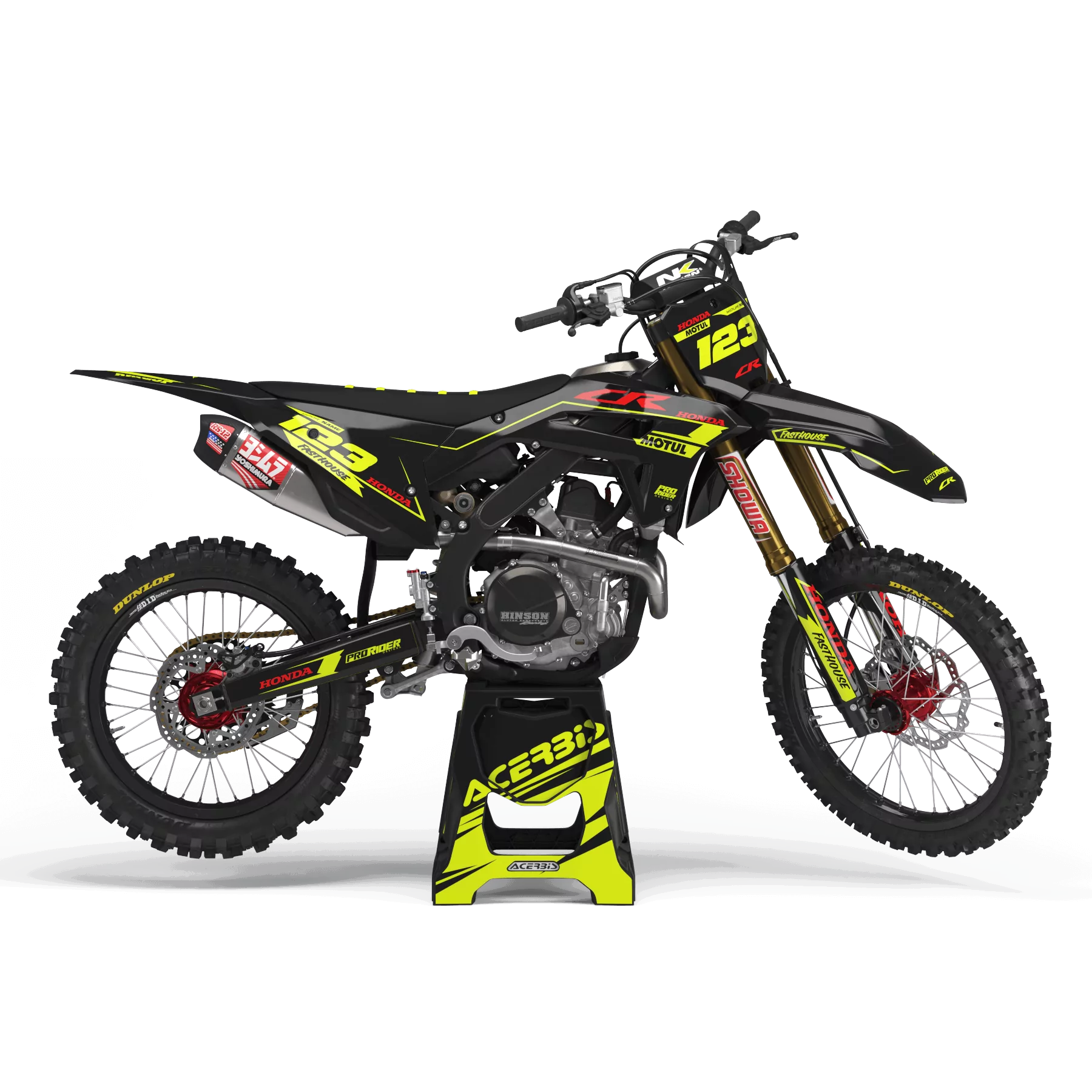 Stickerset motorsticker Stickerset Motocross FLUO PERSO HONDA MOTUL