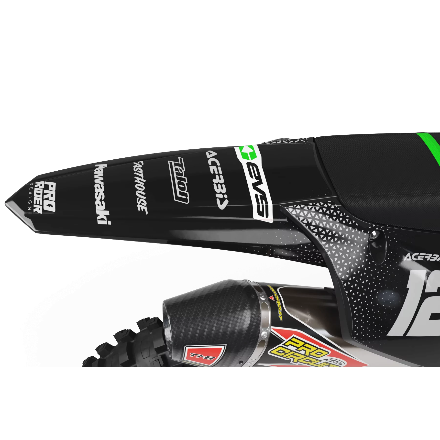 Stickerset moto STICKERSET Motocross KAWASAKI EVS black and white