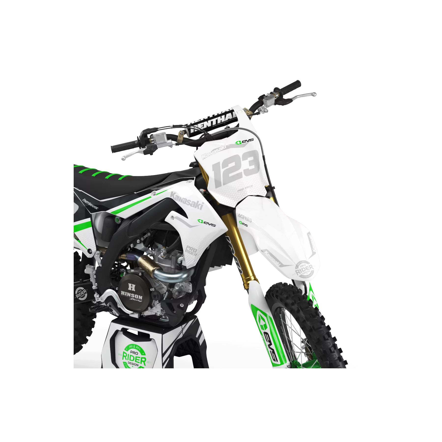 Stickerset moto STICKERSET Motocross KAWASAKI EVS black and white