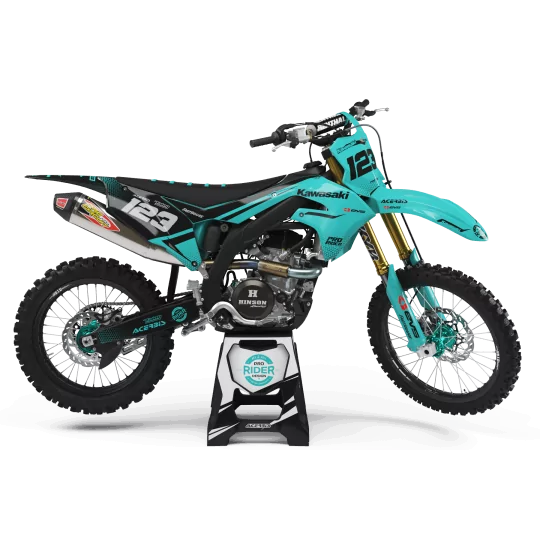 Stickerset moto STICKERSET Motocross KAWASAKI EVS TEAL