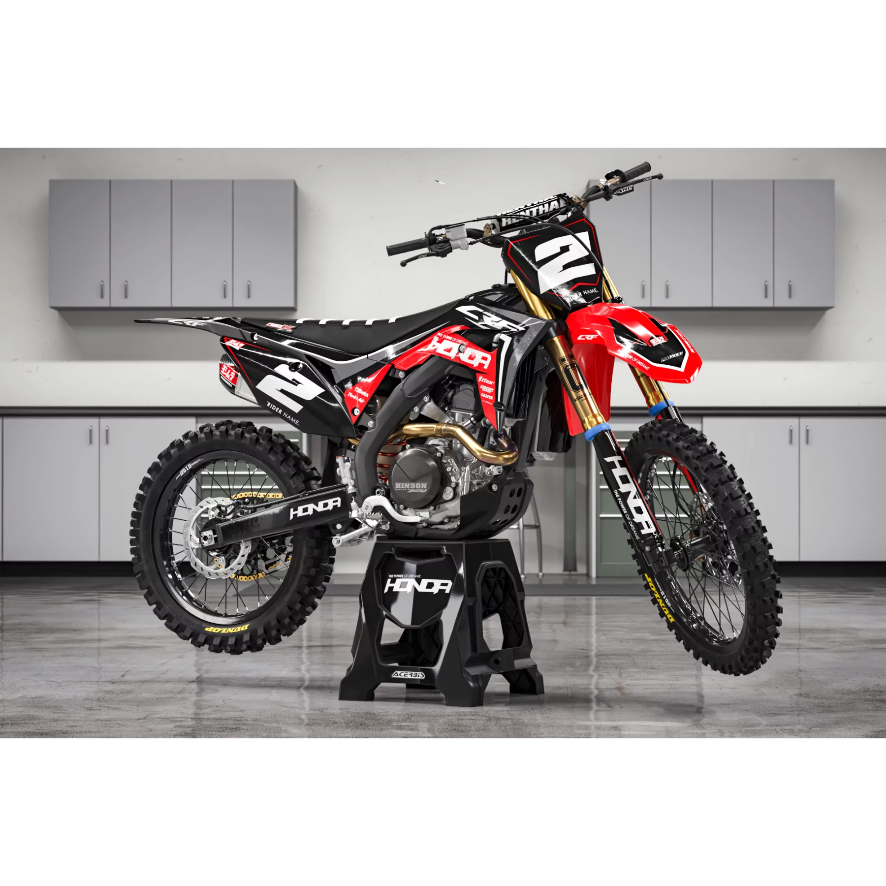 Stickerset moto STICKERSET Motocross HONDA BLACKUP RED TOUCH