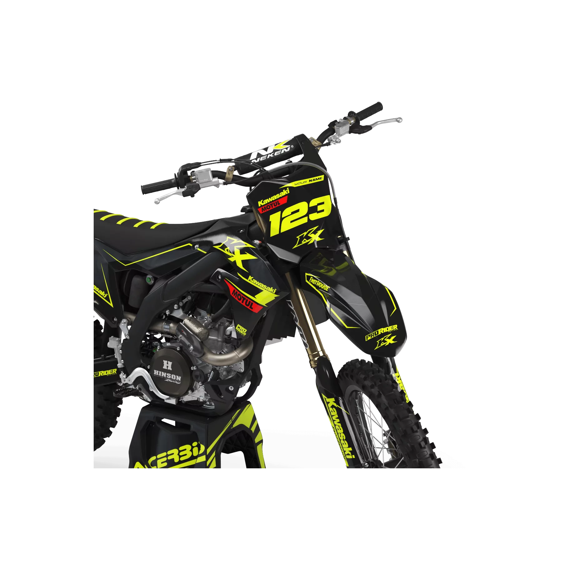 Kit adhesivos moto Kit adhesivos Motocross FLUO PERSO KAWASAKI MOTUL