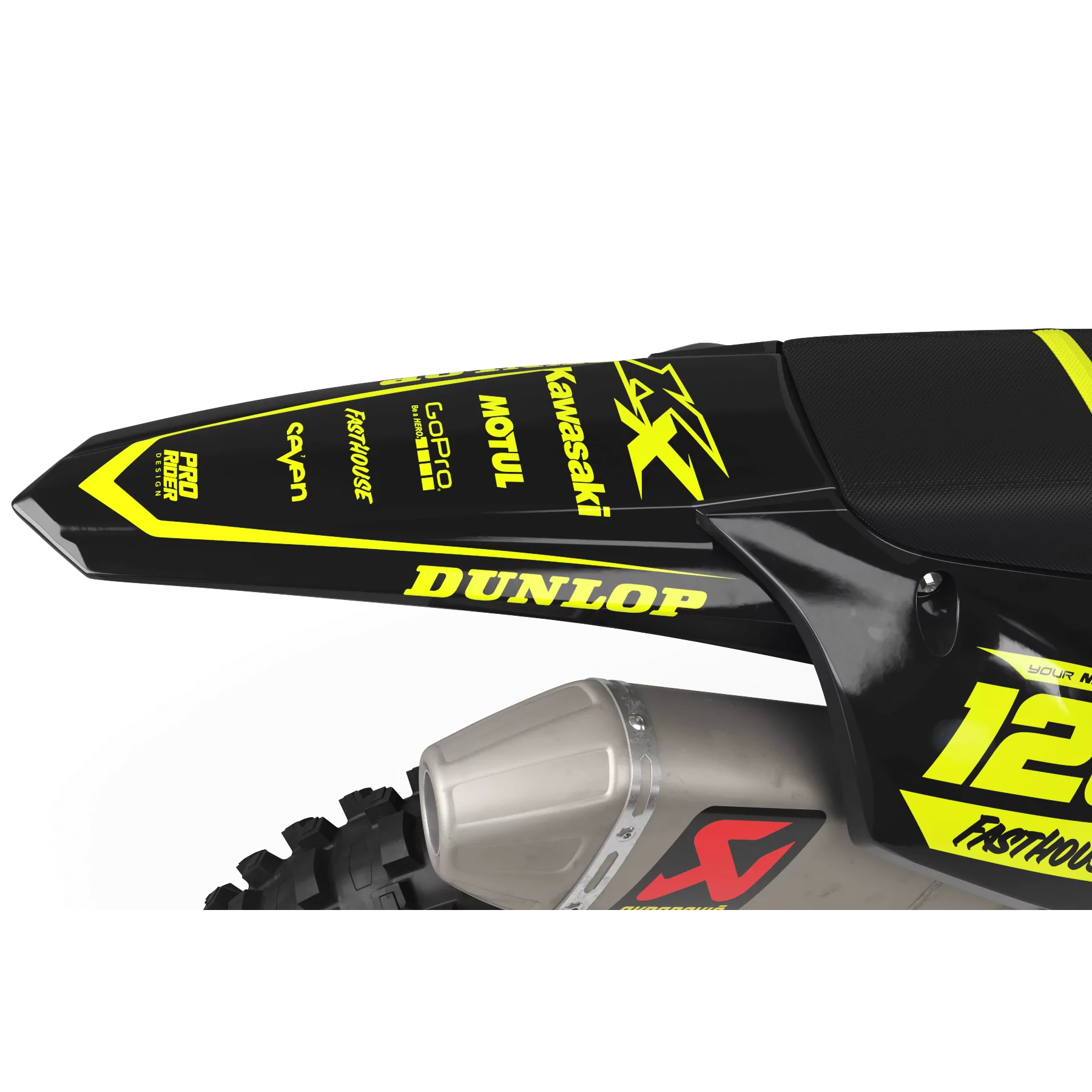Motorstickerset Stickerset Motocross FLUO PERSO KAWASAKI MOTUL
