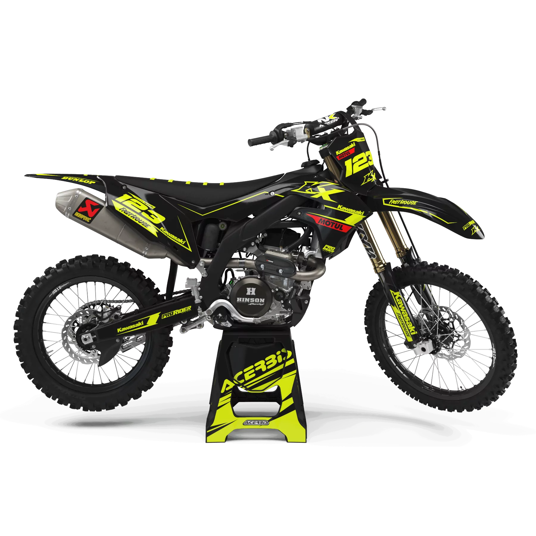 Kit adhesivos moto Kit adhesivos Motocross FLUO PERSO KAWASAKI MOTUL