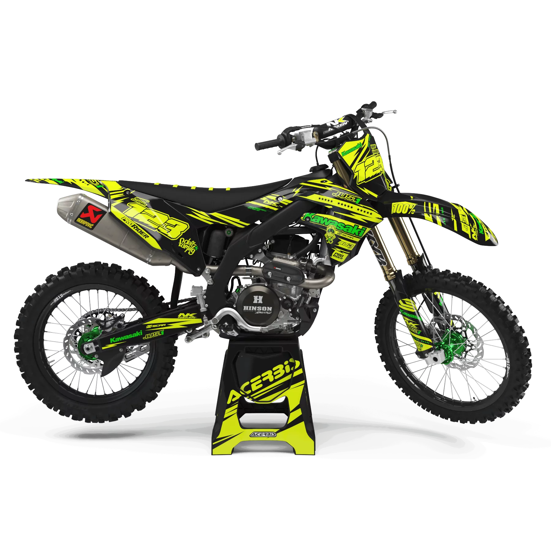 Kit adhesivos moto Kit adhesivos Motocross FLUO PERSO KAWASAKI JUST1