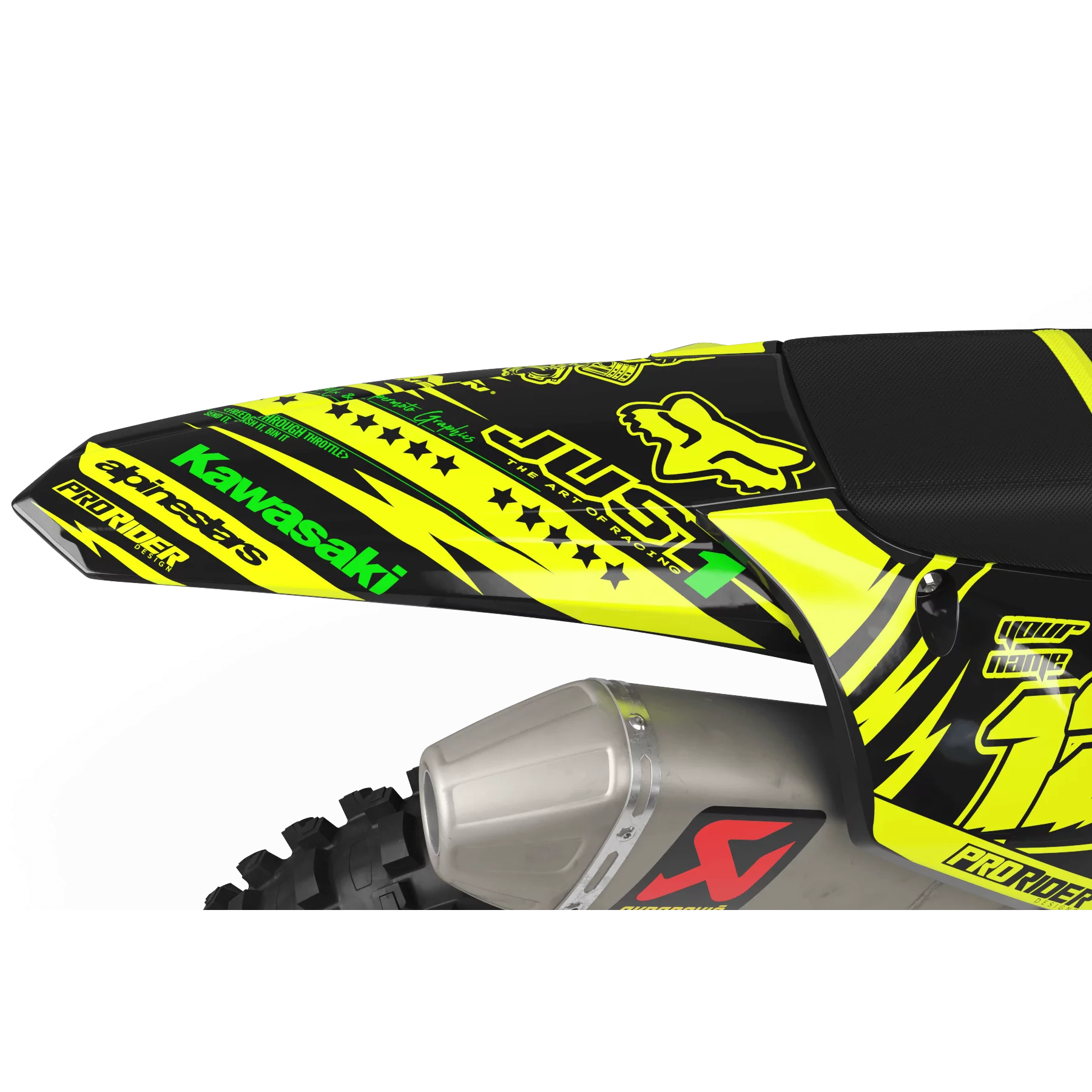 Motorstickerset Stickerset Motocross FLUO PERSO KAWASAKI JUST1