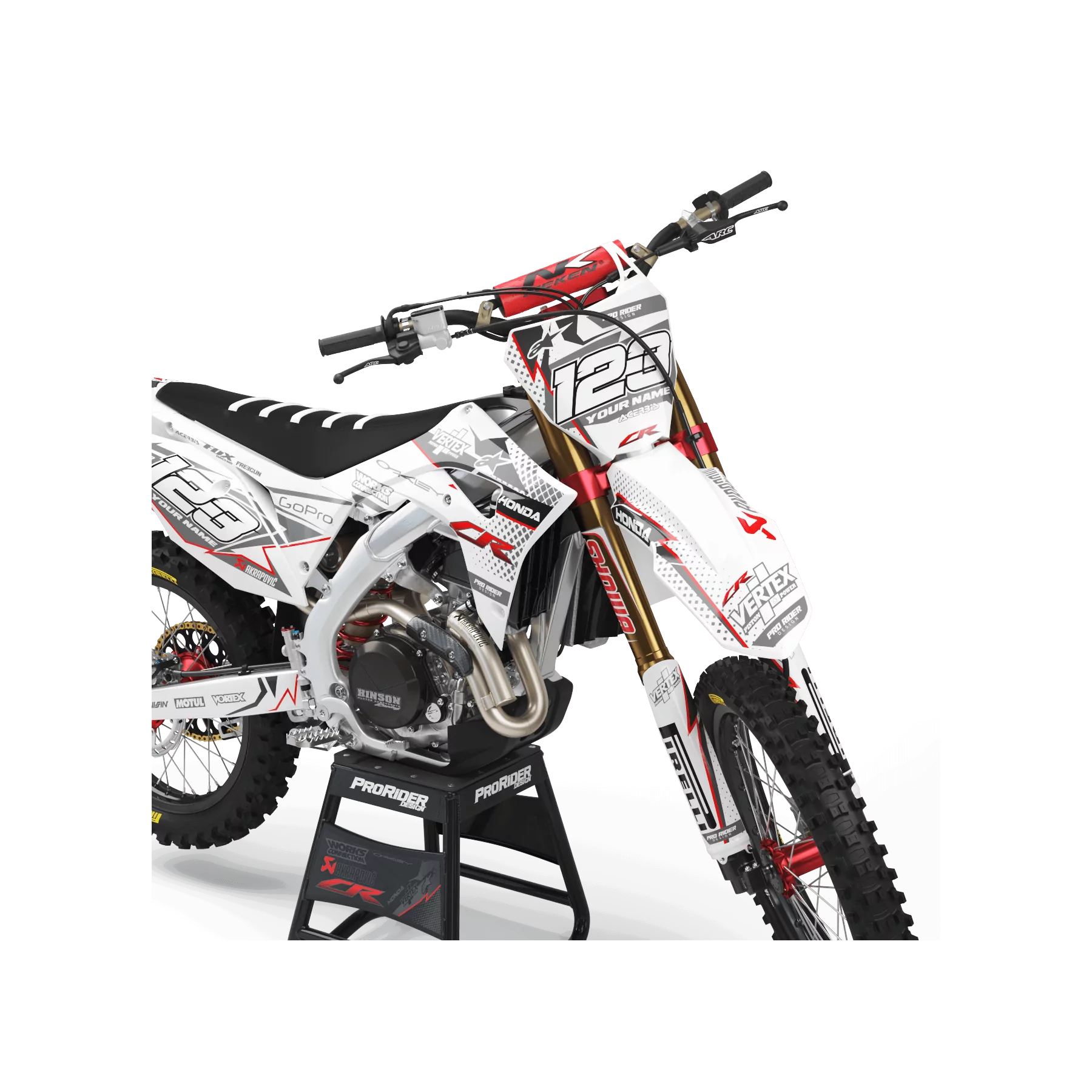 Kit déco moto KIT DECO Motocross HONDA VERTEX WHITE  (REF:PRDA39A3)