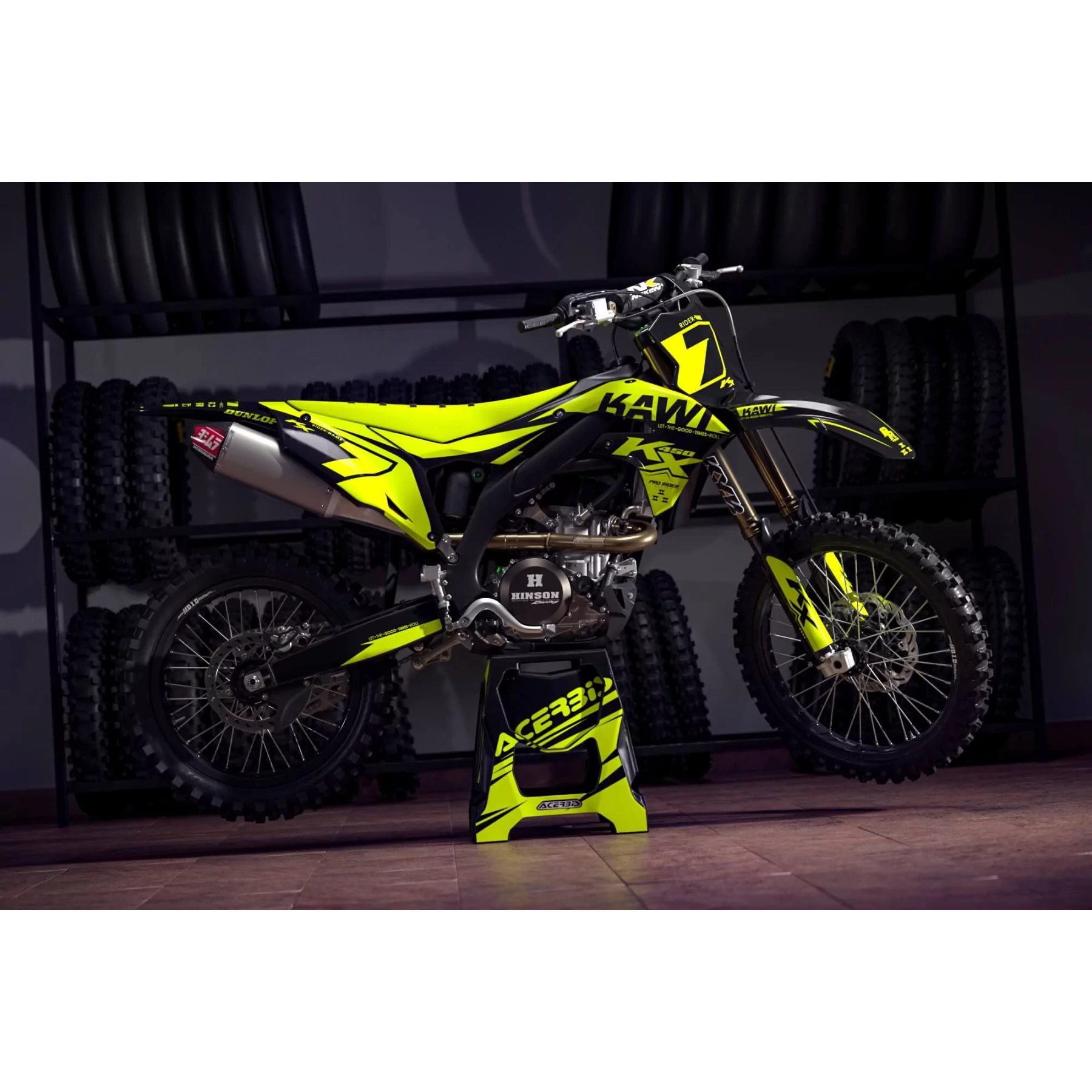 Stickerset moto Stickerset Motocross FLUO PERSO KAWI SUPER PRO