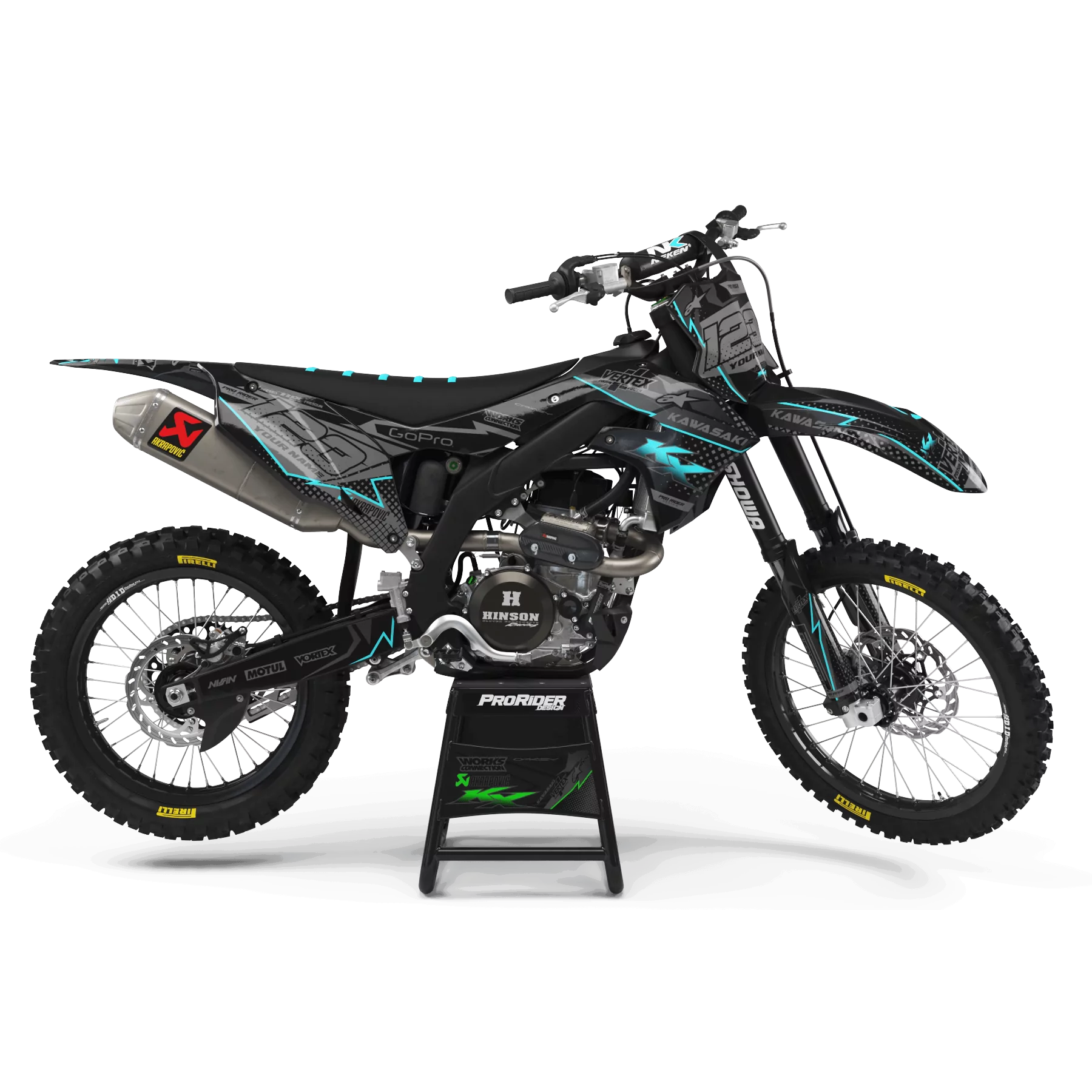 Motorrad DEKOR Dekor Motocross KAWASAKI TÜRKIS (REF:PRDA39B2)