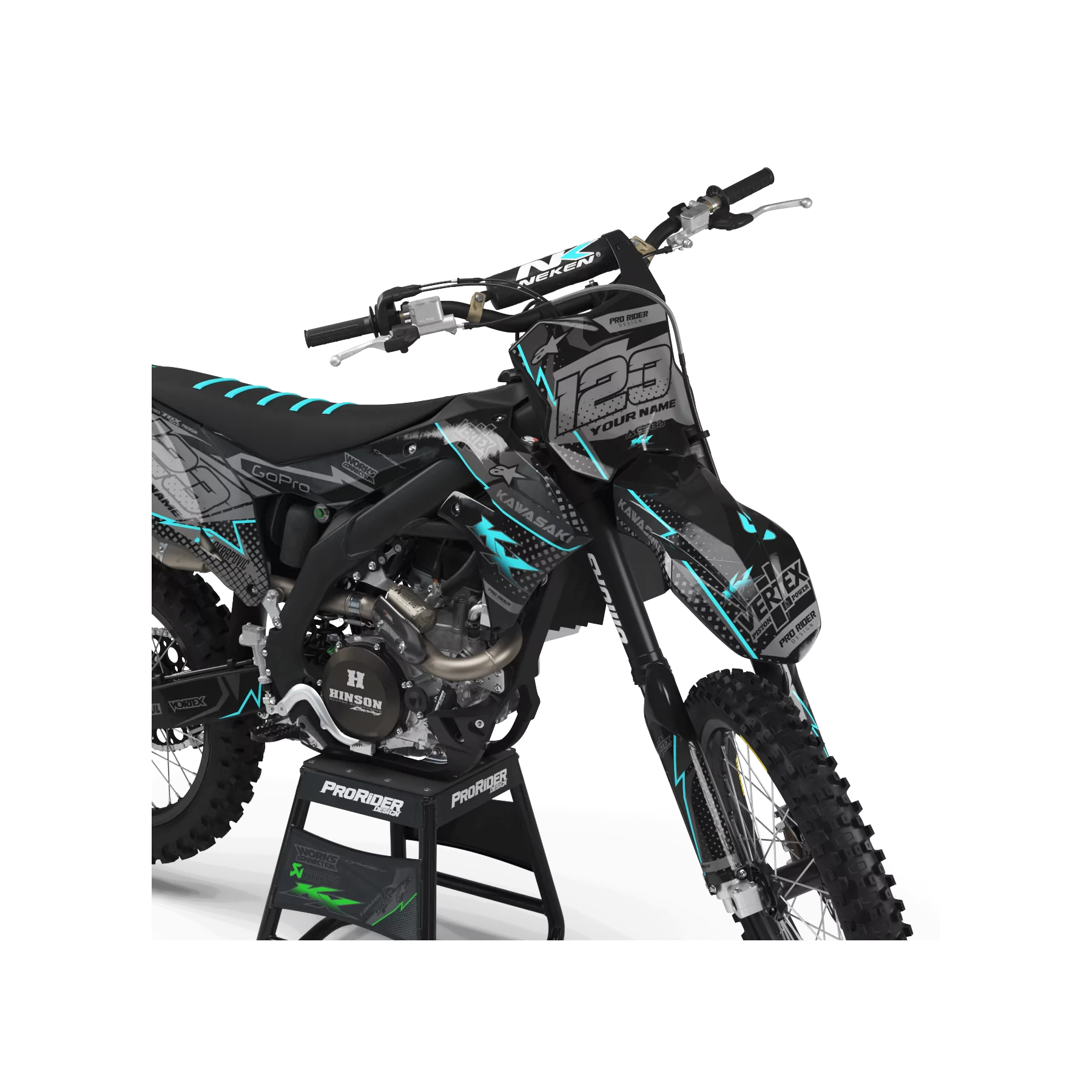 DEKOR Motorrad Dekor Motocross KAWASAKI TÜRKIS (REF:PRDA39B2)