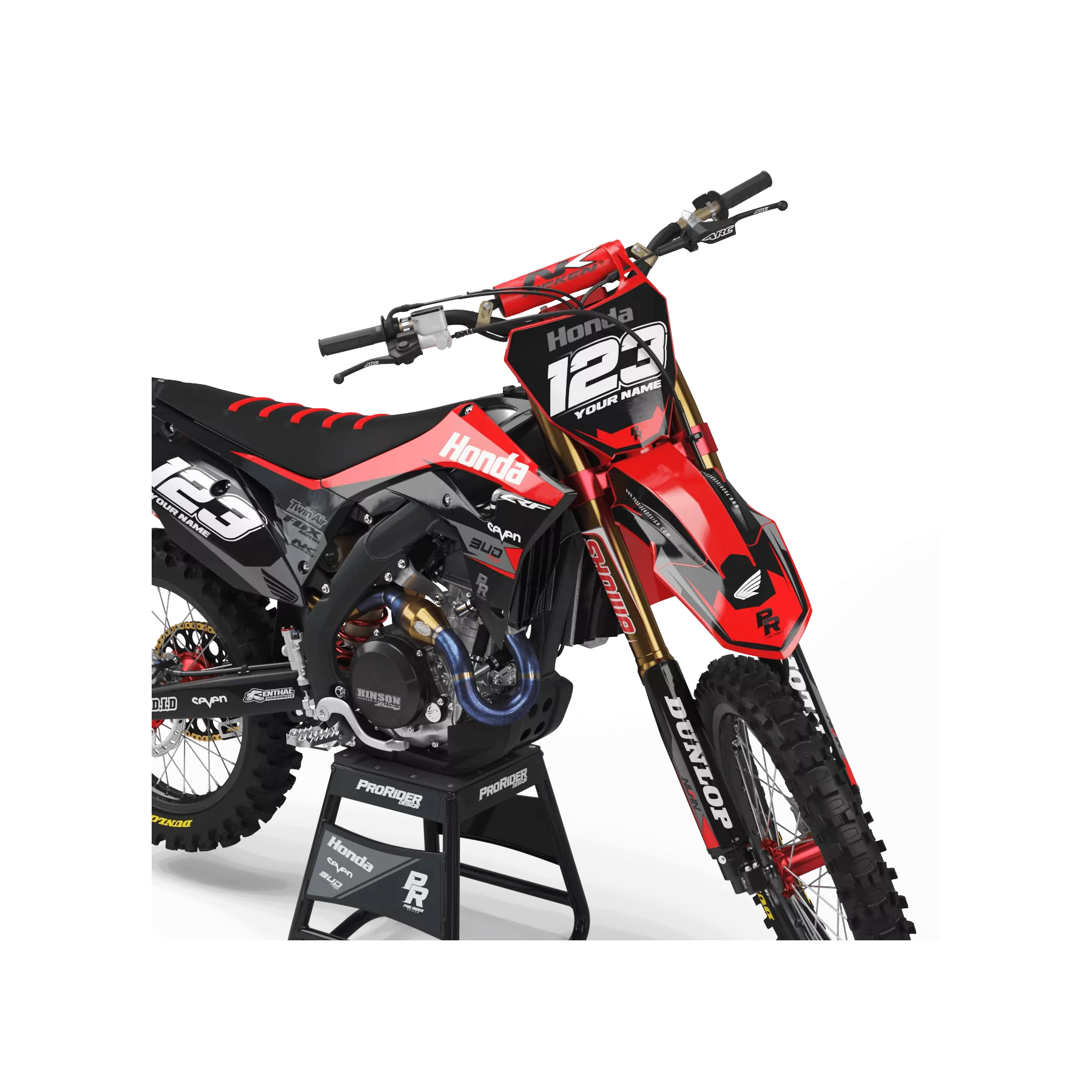 Kit de adesivos moto KIT ADESIVOS Motocross HONDA BUD RACING NOIR|ROUGE (REF:PRDA36A1)