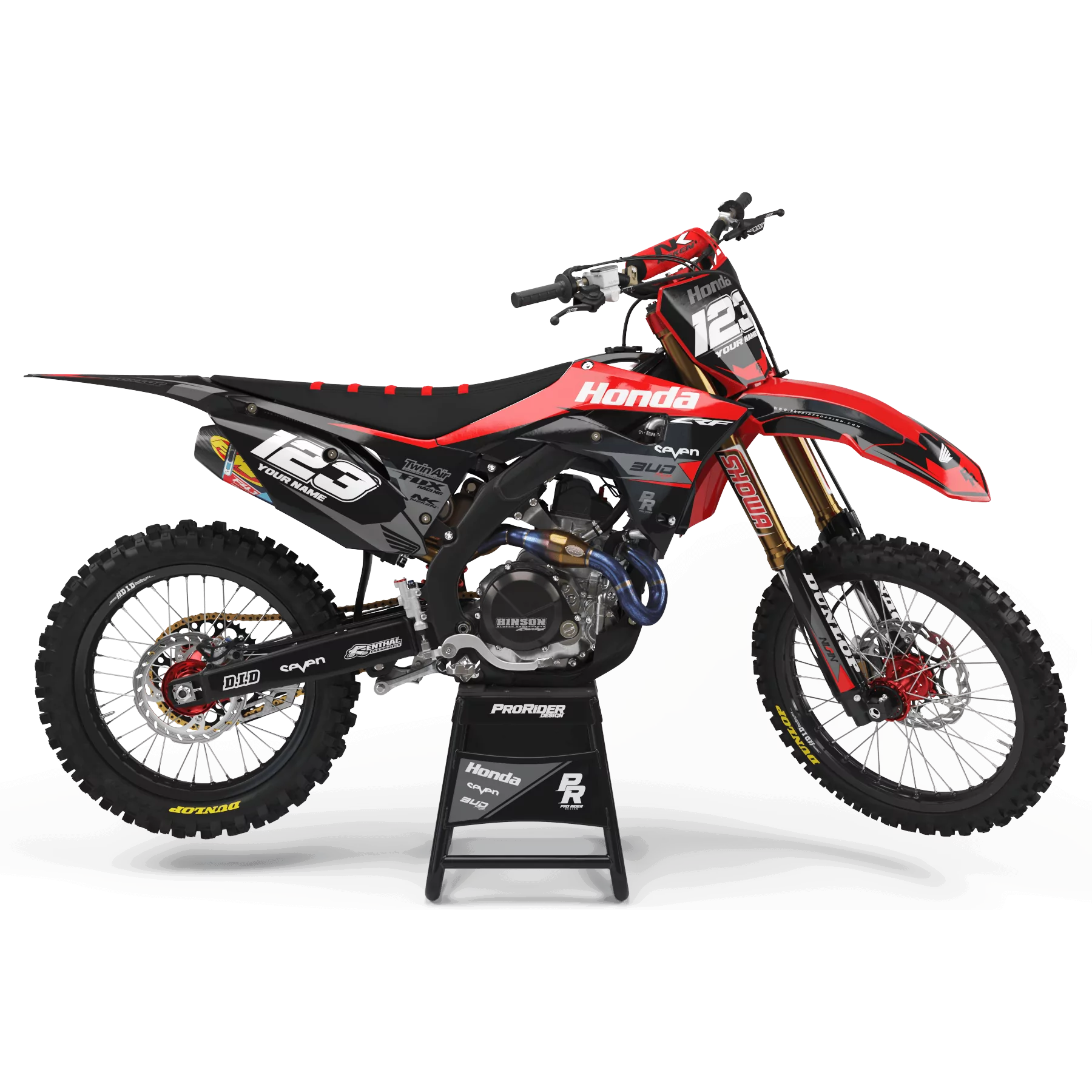 Kit de adesivos moto KIT ADESIVOS Motocross HONDA BUD RACING NOIR|ROUGE (REF:PRDA36A1)