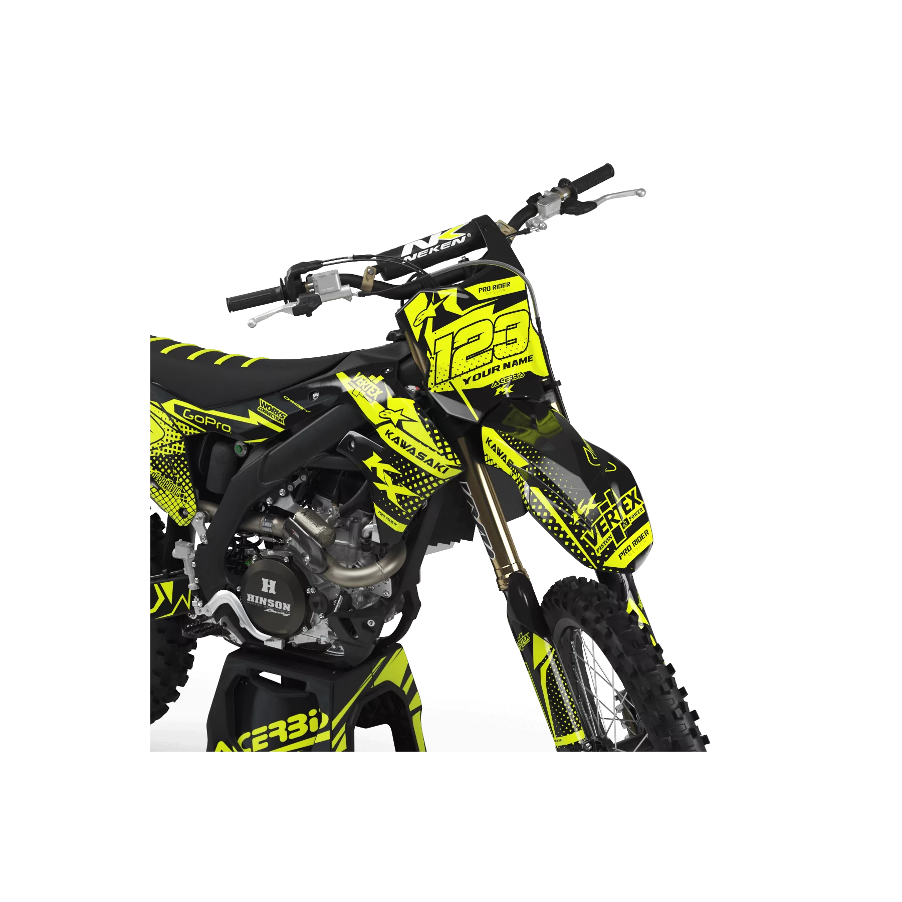 STICKERSET moto Stickerset Motocross FLUO PERSO KAWASAKI VERTEX