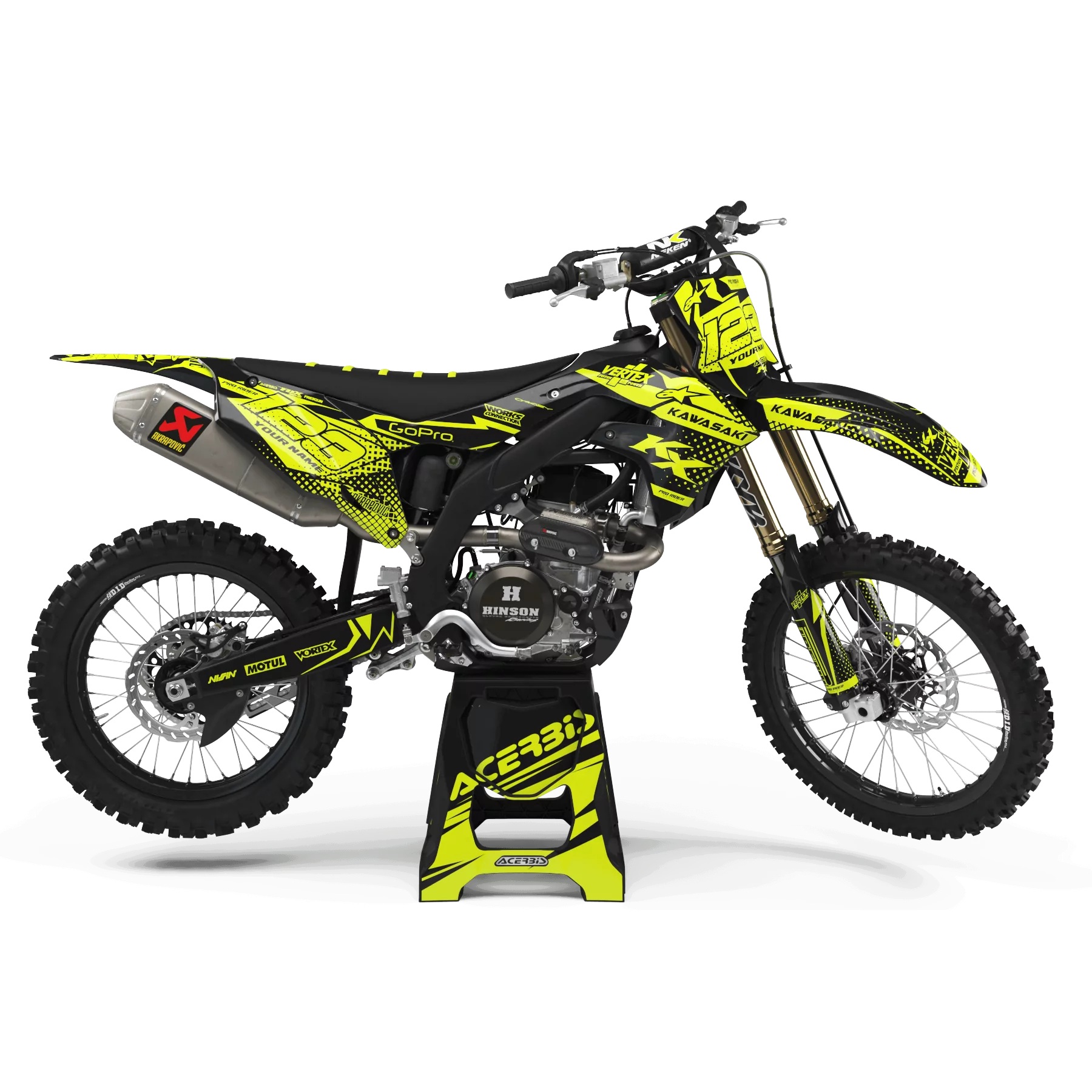 STICKERSET moto Stickerset Motocross FLUO PERSO KAWASAKI VERTEX
