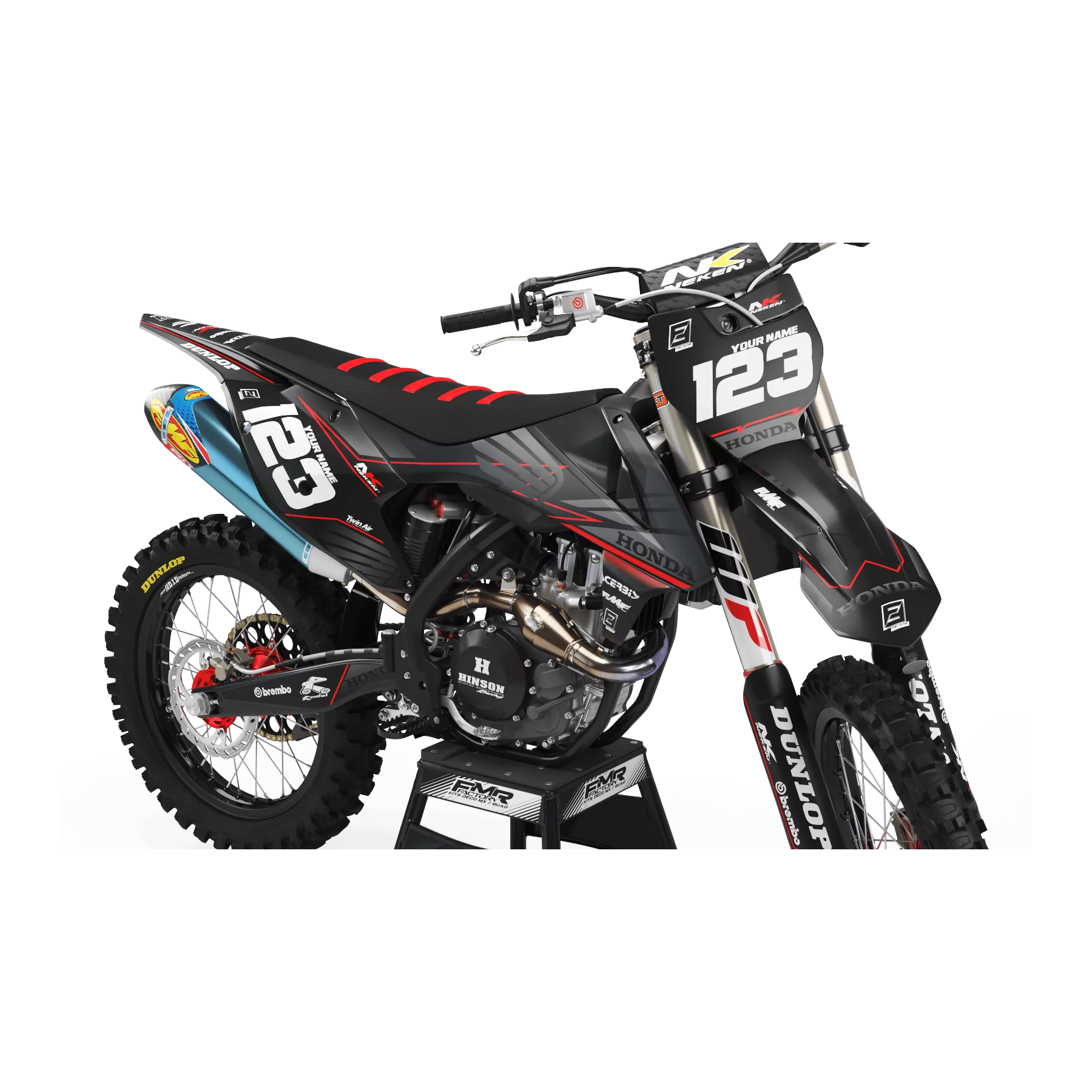 Kit de adesivos moto KIT ADESIVOS Motocross PERSO HONDA FACTORY NEKEN BLACK MATE (ref:prda31a)