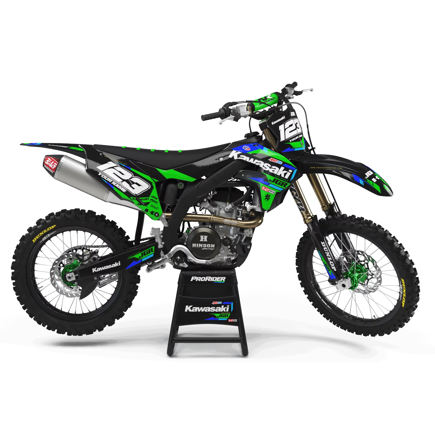 Kit adesivos moto KIT ADESIVOS Motocross KAWASAKI : Dê um estilo diferente ao seu motocross JGR (REF:PRDA37B)