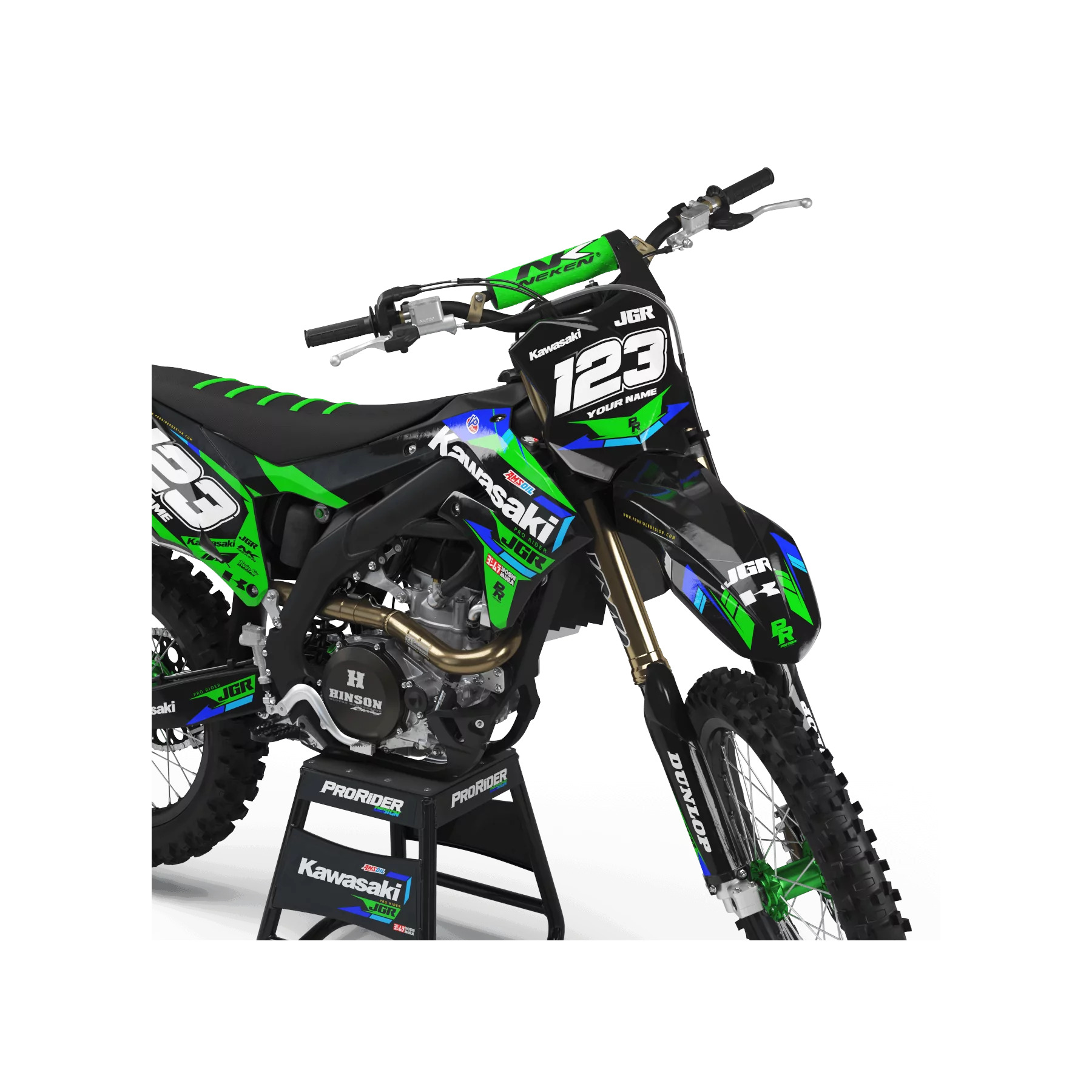 Kit adhesivos moto KIT ADHESIVOS Motocross KAWASAKI : Dale un estilo diferente a tu motocross JGR (REF:PRDA37B)