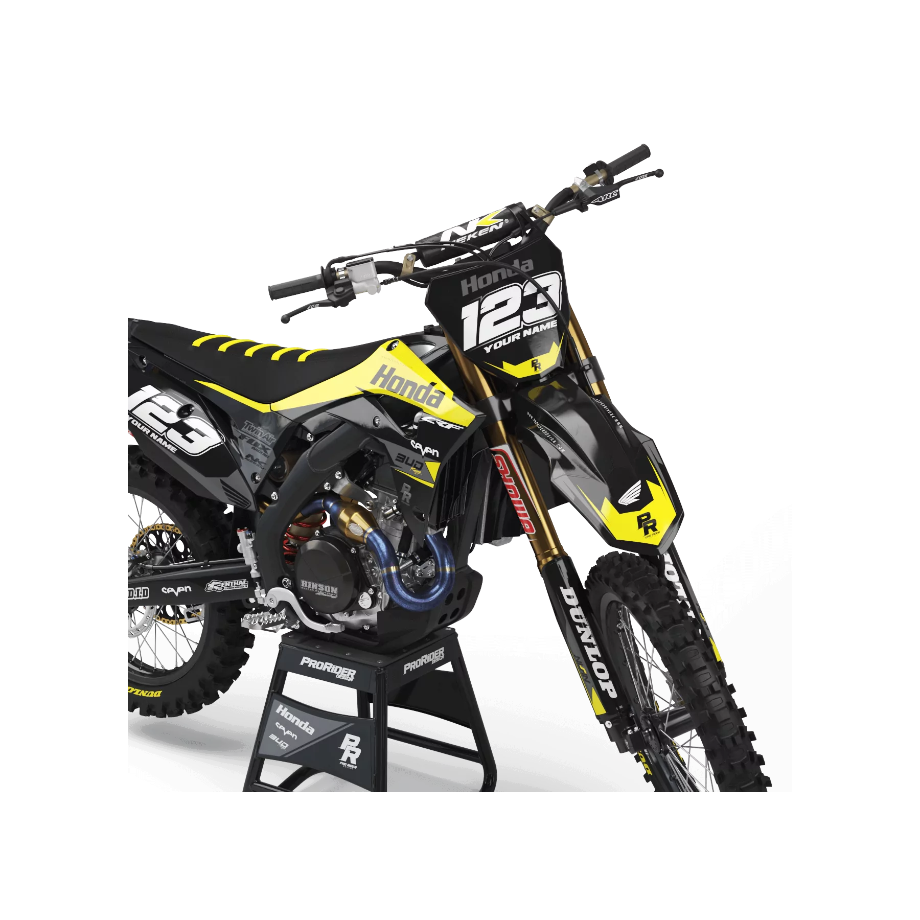 Kit adesivos moto KIT ADESIVOS Motocross HONDA BUD RACING PRETO|AMARELO (REF:PRDA36A4)