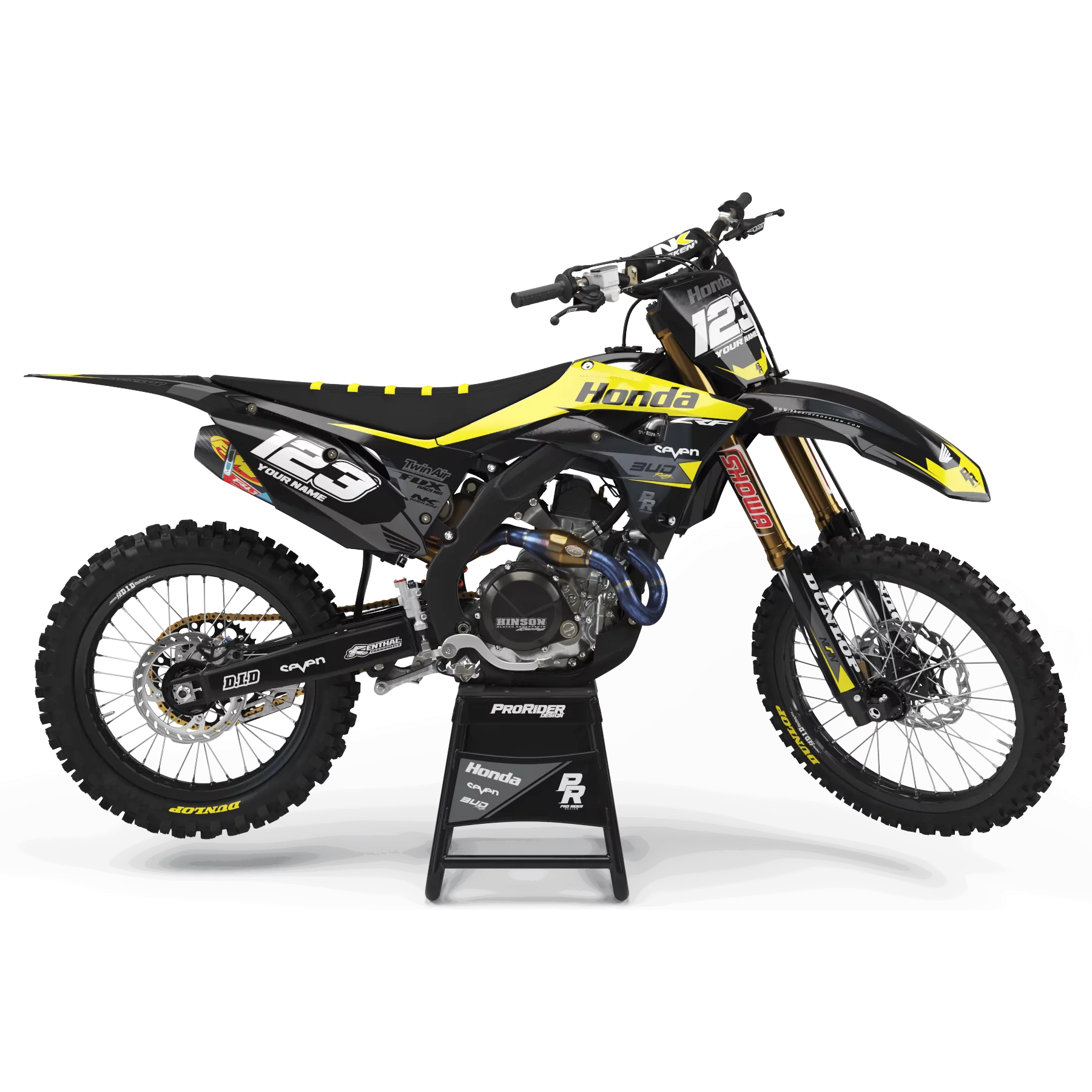 Kit adesivos moto KIT ADESIVOS Motocross HONDA BUD RACING PRETO|AMARELO (REF:PRDA36A4)