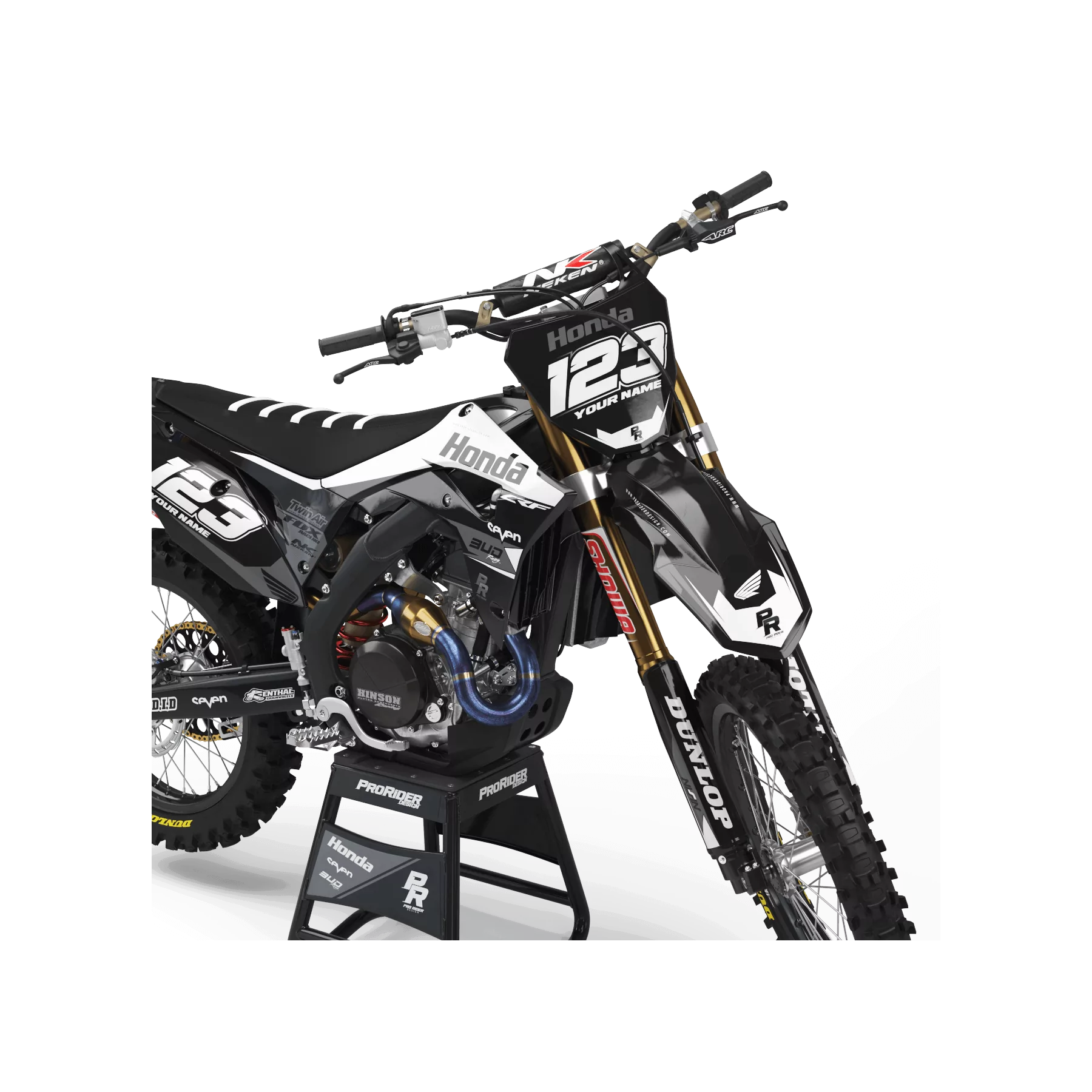 GRAPHICS kit moto KIT DECO Motocross HONDA BUD RACING BLACK|WHITE (REF:PRDA36A5)