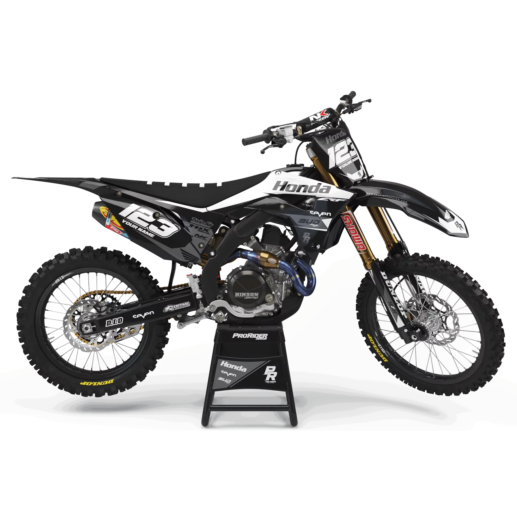 Motorstickerset STICKERSET Motocross HONDA BUD RACING ZWART|WIT (REF:PRDA36A5)