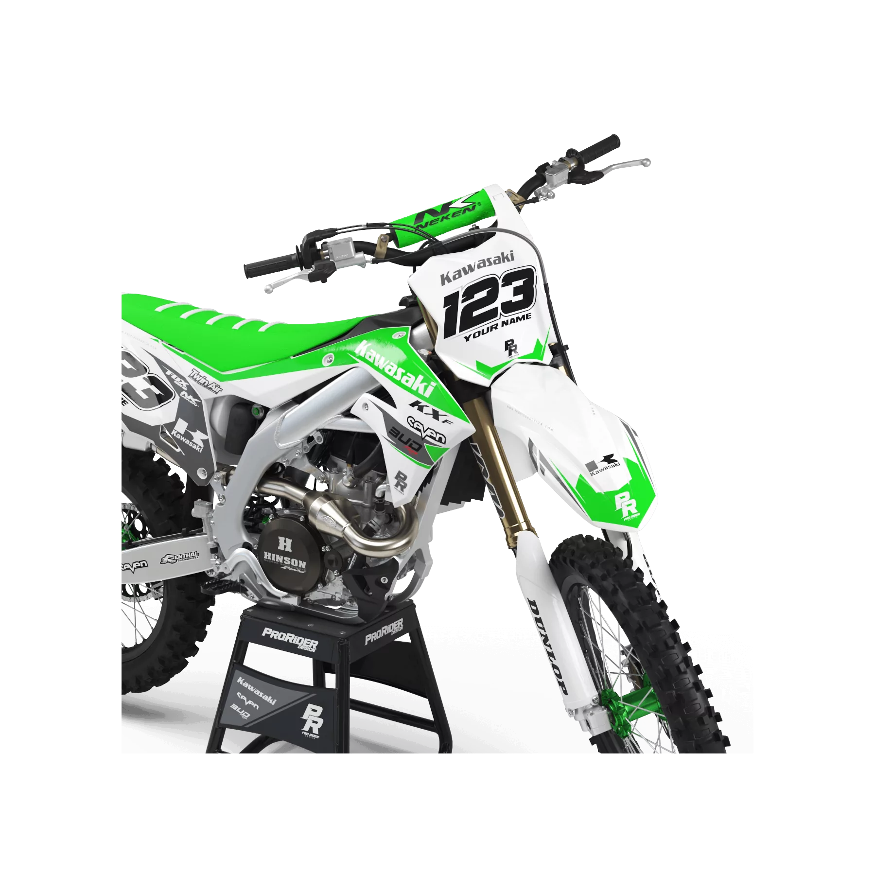 Kit adhesivos moto KIT ADHESIVOS Motocross KAWASAKI BUD RACING BLANCO|VERDE (REF:PRDA36B2)